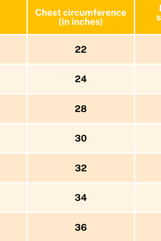 Peru Kids Unisex Cotton Shirt with Mandarin Collar Size Chart - Nimbu Kids