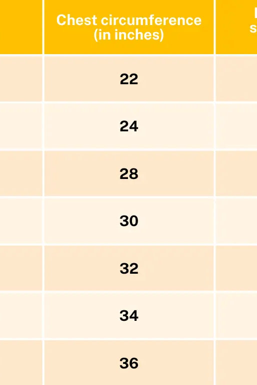 Peru Kids Unisex Cotton Shirt with Mandarin Collar Size Chart - Nimbu Kids