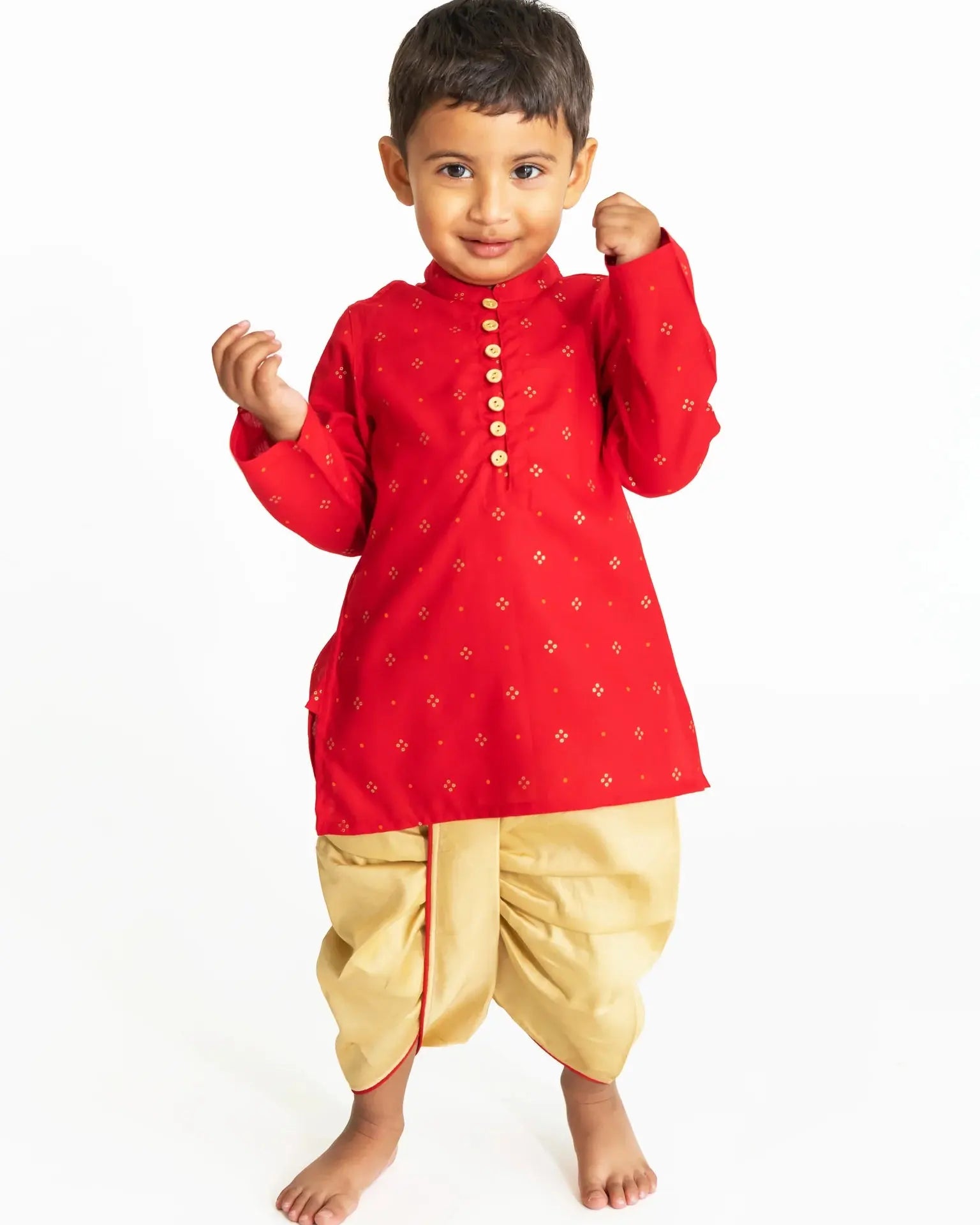 Krish Red Dhoti Set Nimbu