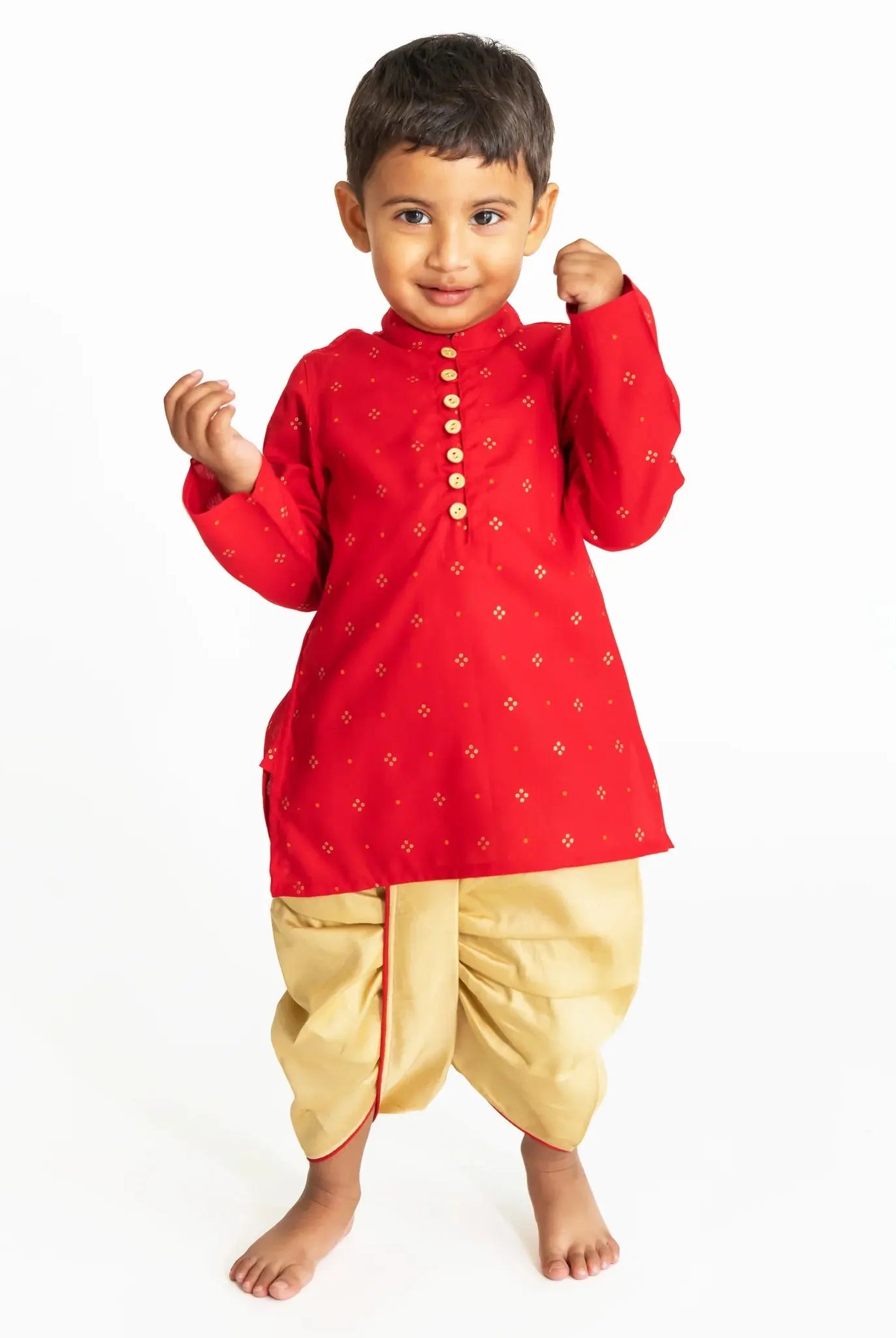 Krish Red Dhoti Set Nimbu