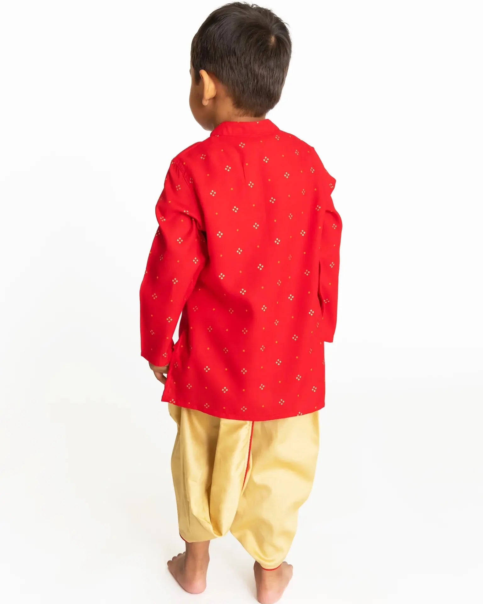 Krish Red Dhoti Set Nimbu
