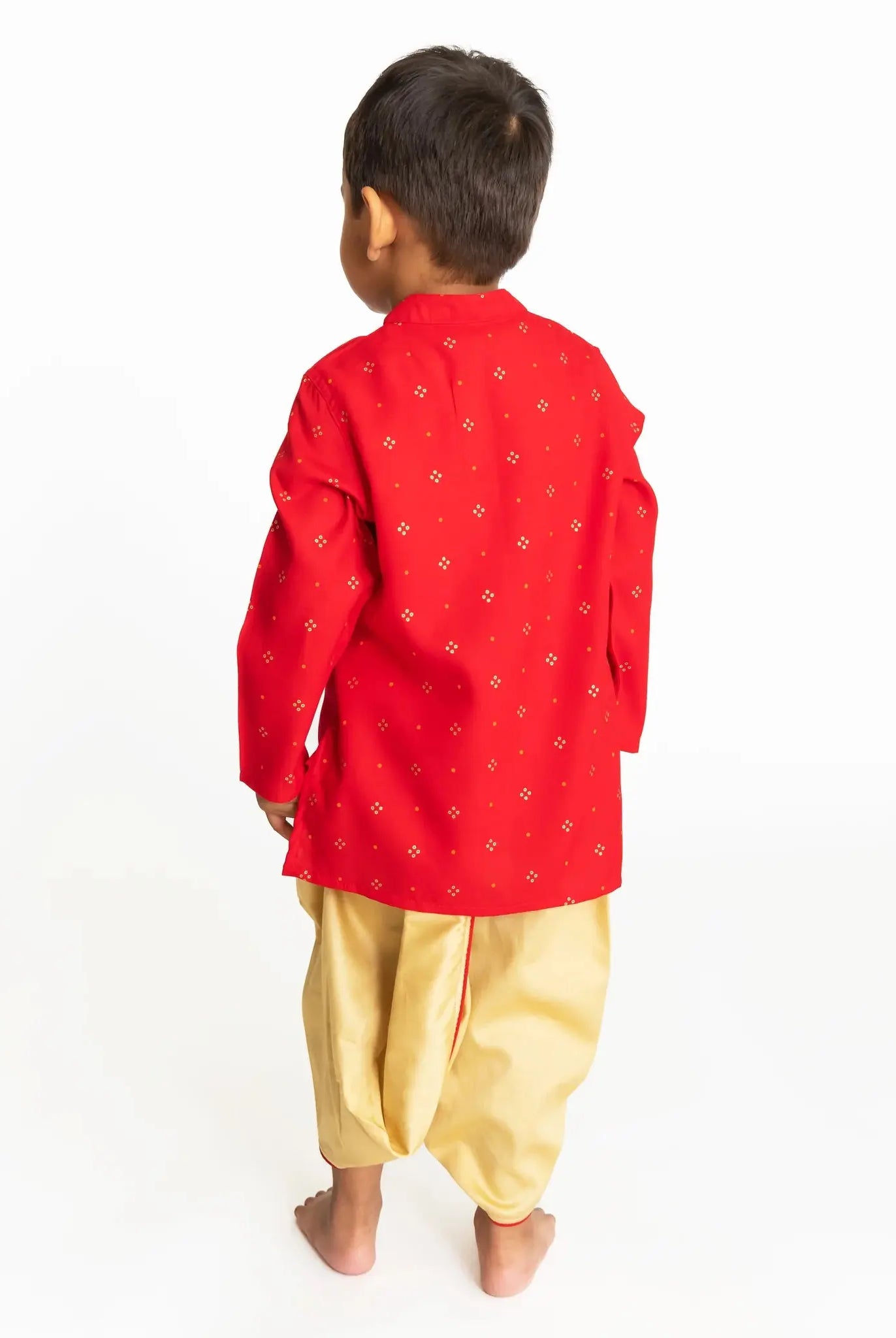 Krish Red Dhoti Set Nimbu