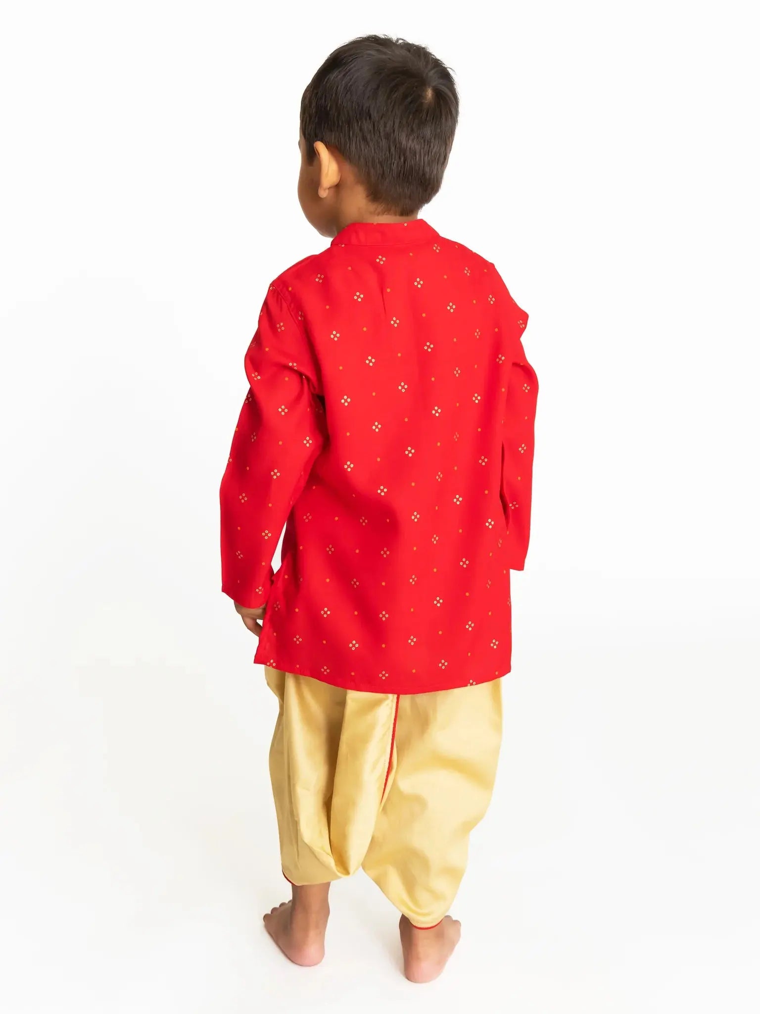 Krish Red Dhoti Set Nimbu