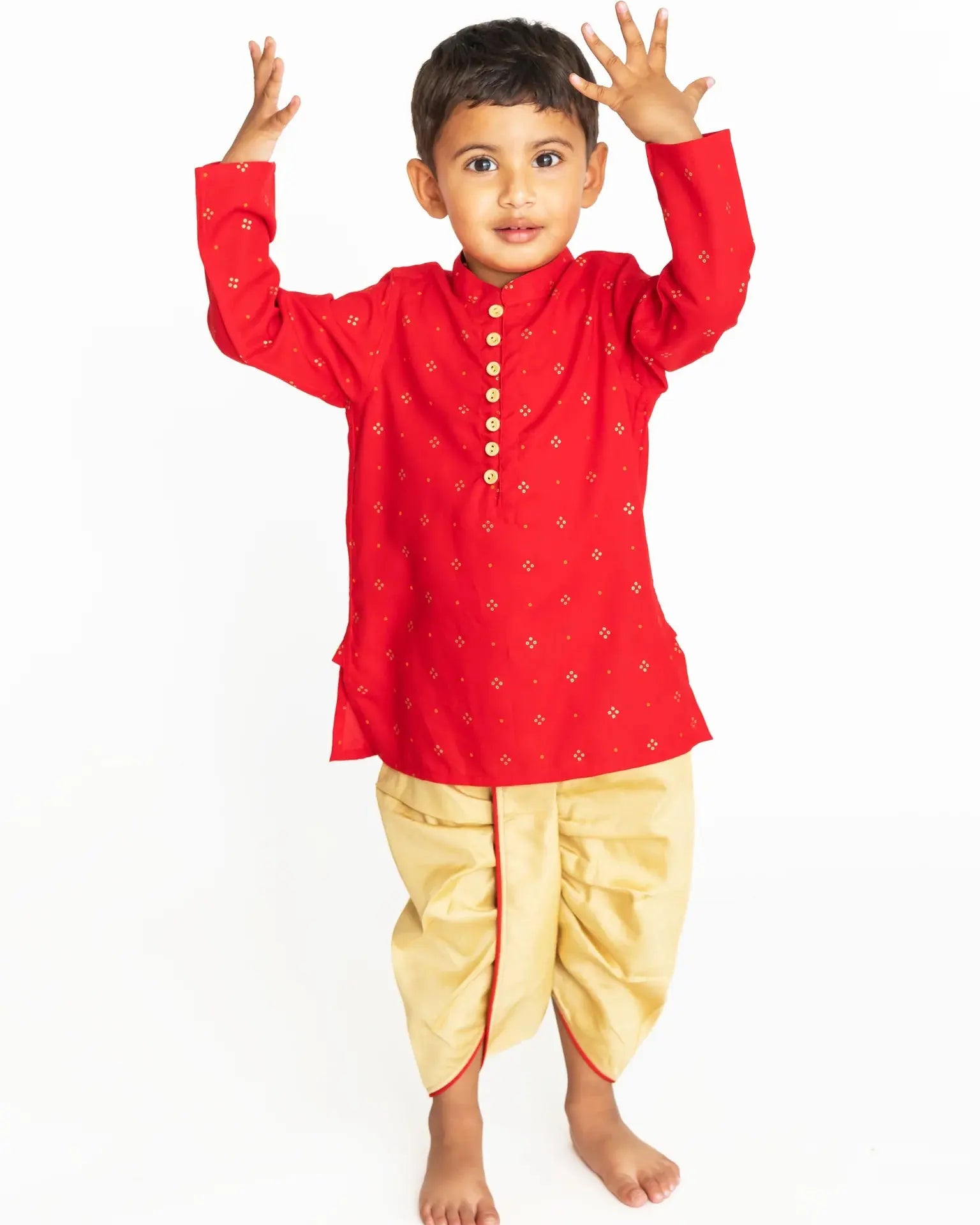 Krish Red Dhoti Set Nimbu