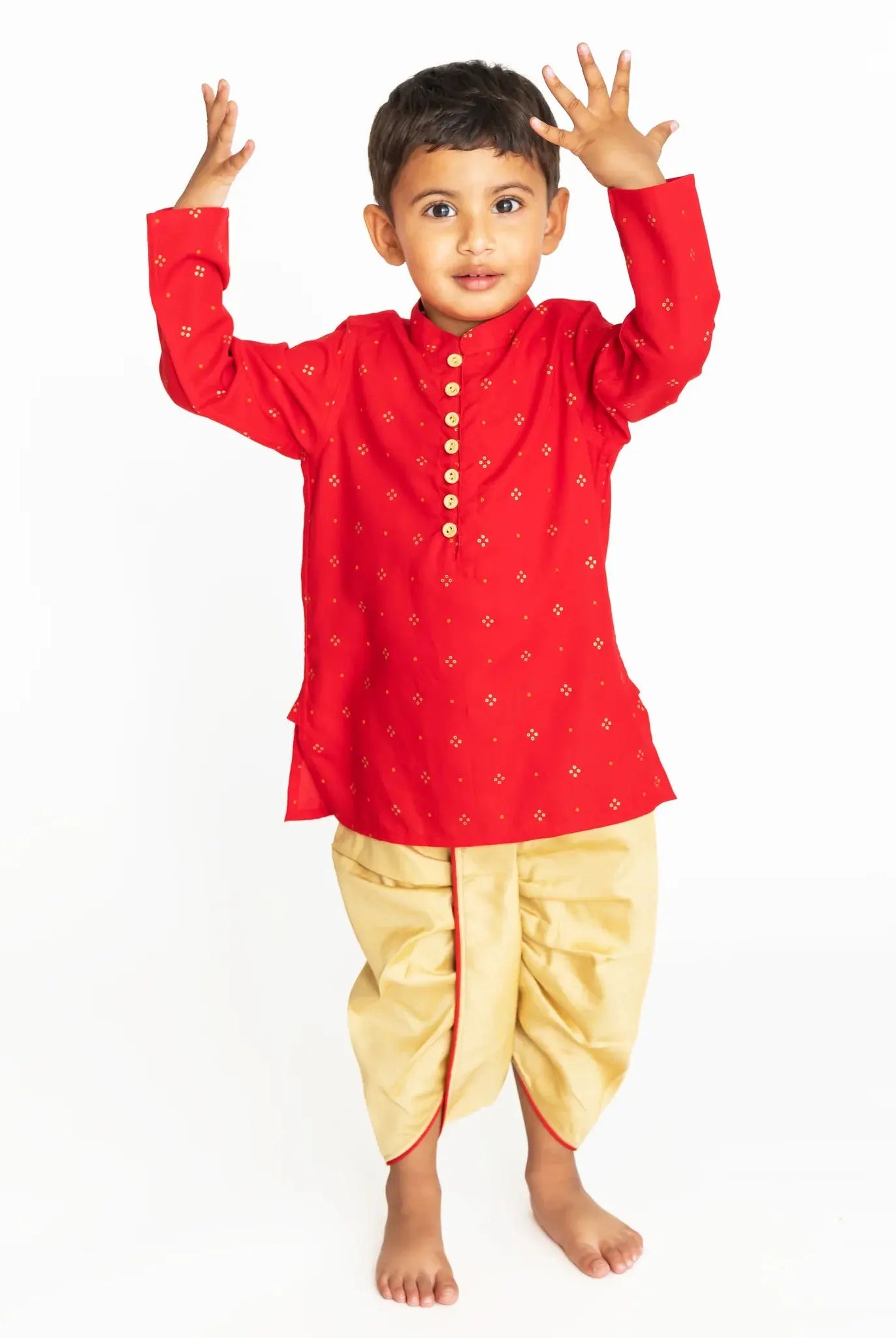 Krish Red Dhoti Set Nimbu