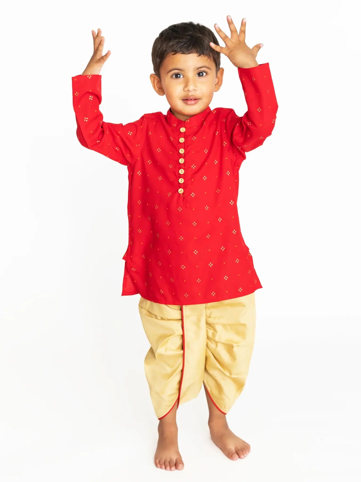 Krish Red Dhoti Set Nimbu