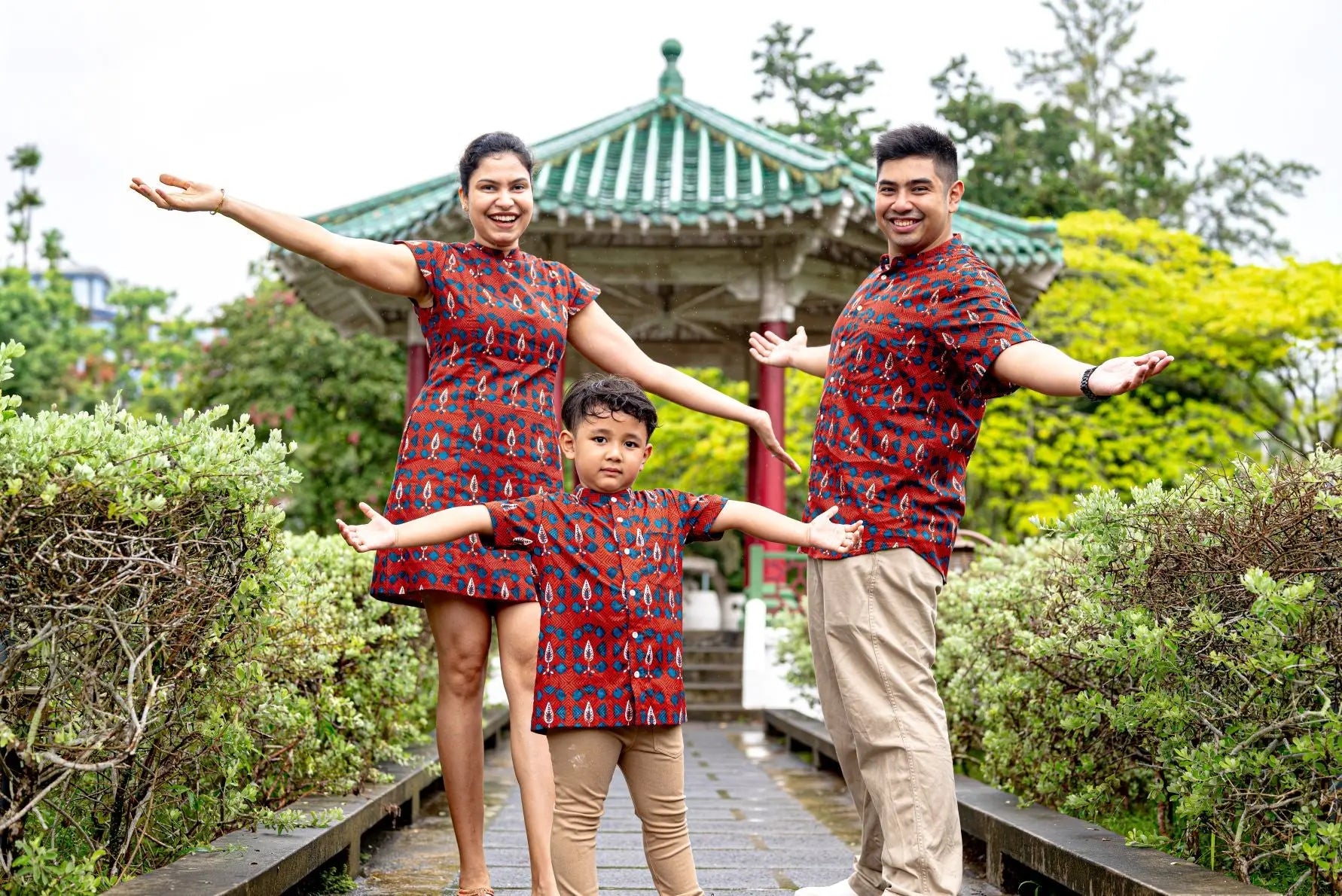 Celestial Boys Cotton Shirt in Red Nimbu