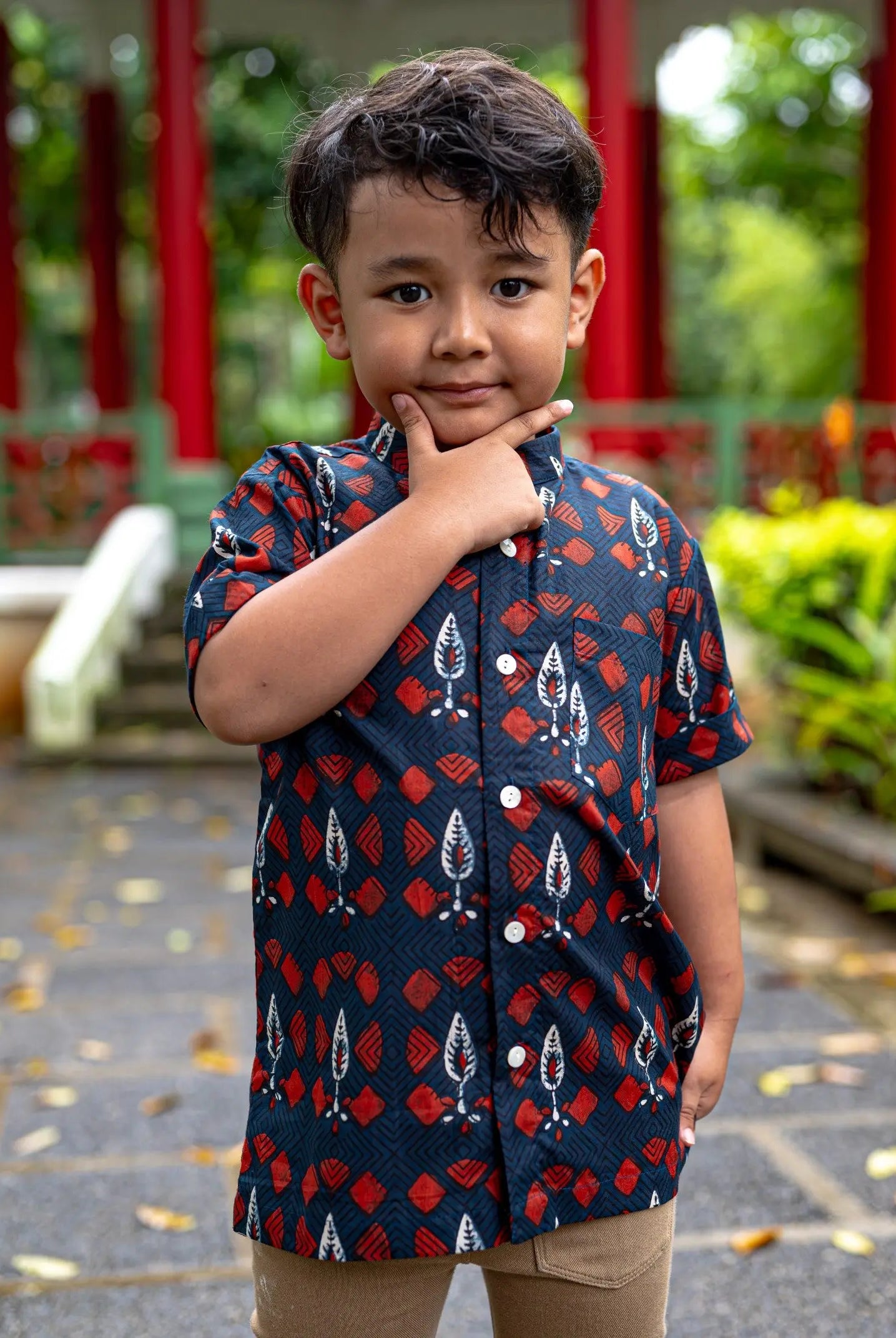Celestial Boys Cotton Shirt in Blue Nimbu