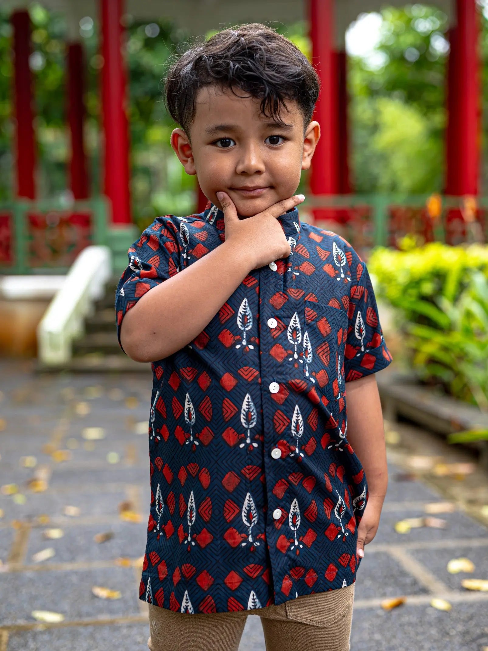 Celestial Boys Cotton Shirt in Blue Nimbu