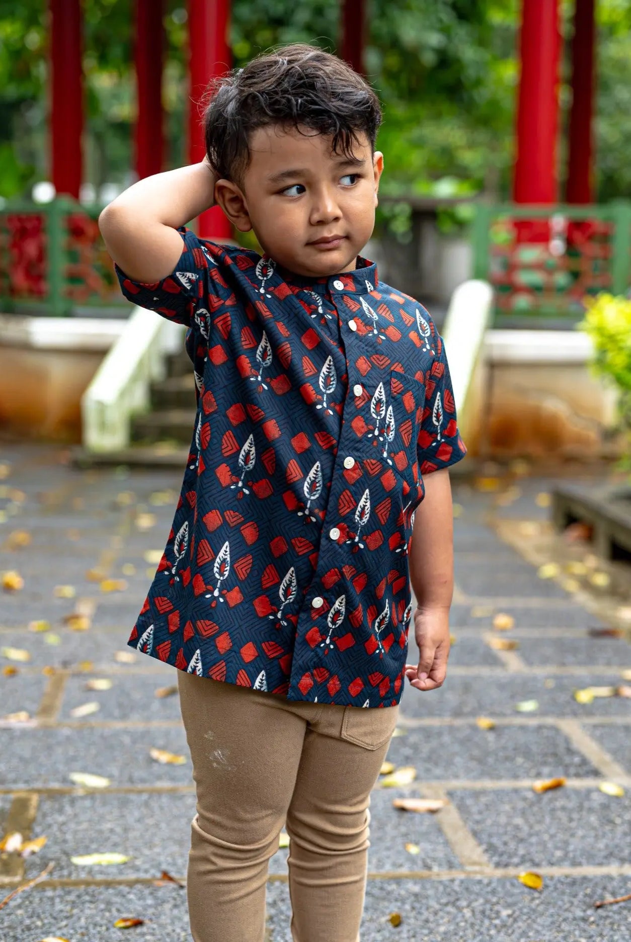 Celestial Boys Cotton Shirt in Blue Nimbu