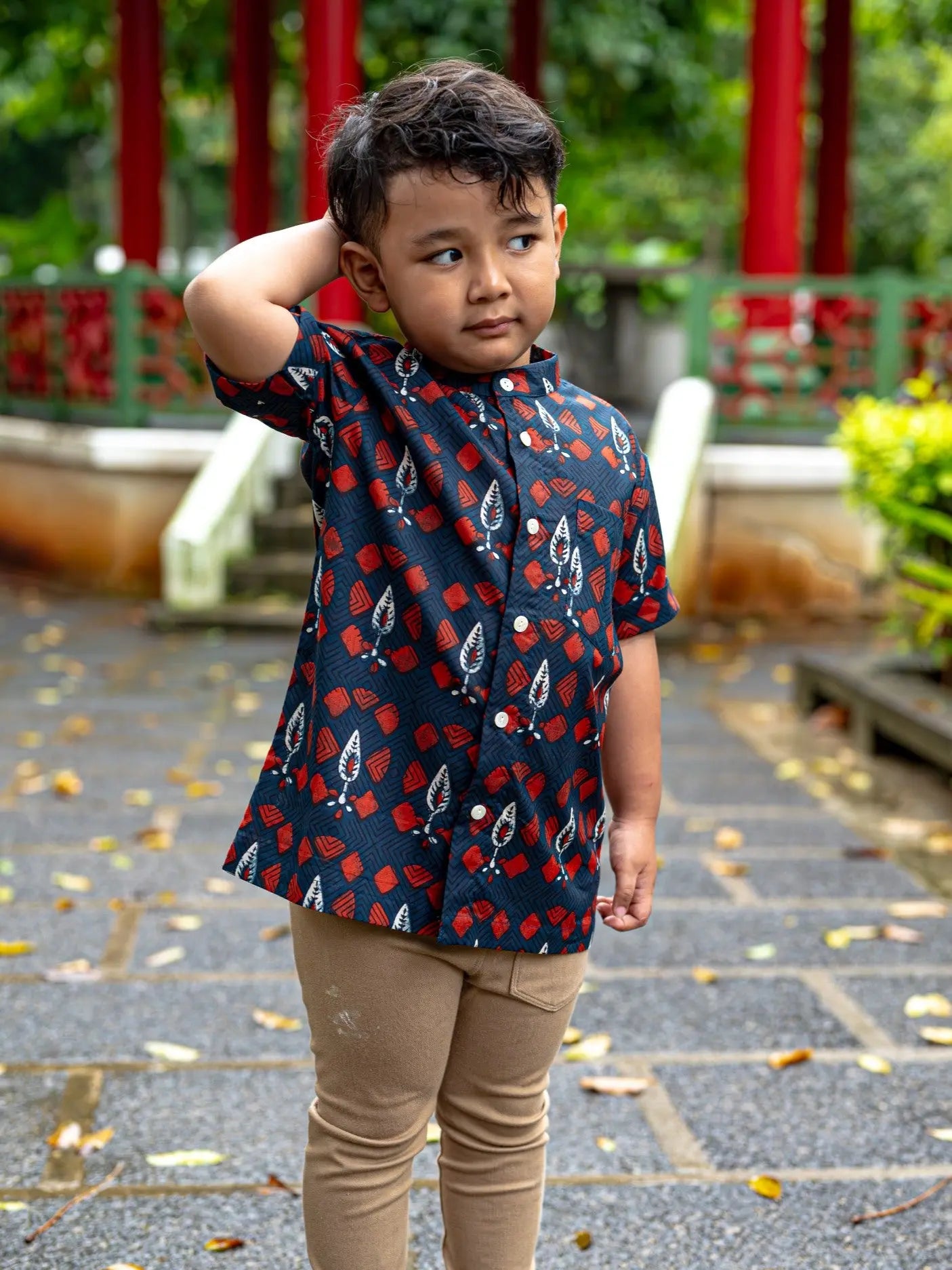 Celestial Boys Cotton Shirt in Blue Nimbu