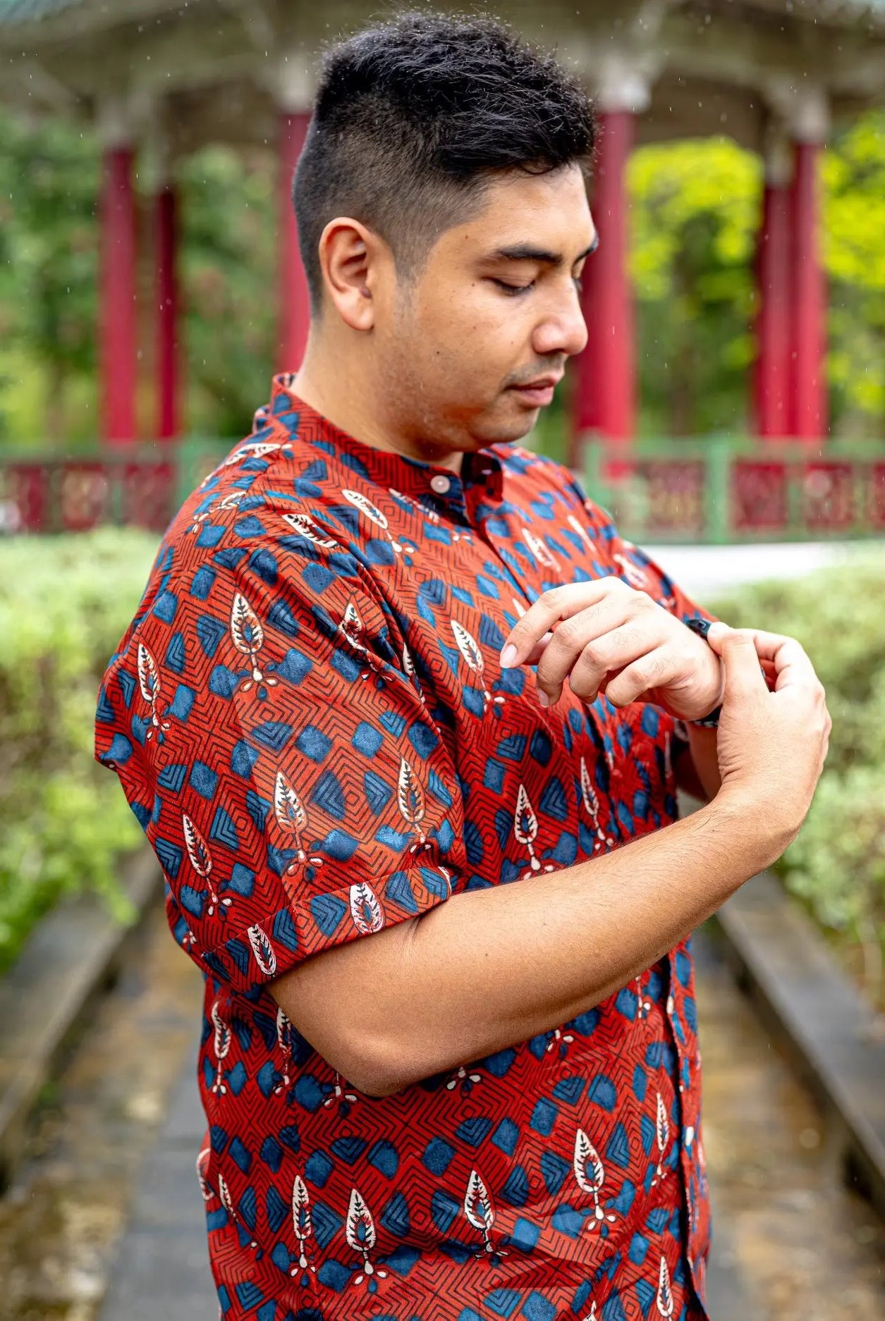 Celestial Adults Unisex Cotton Shirt in Red Nimbu