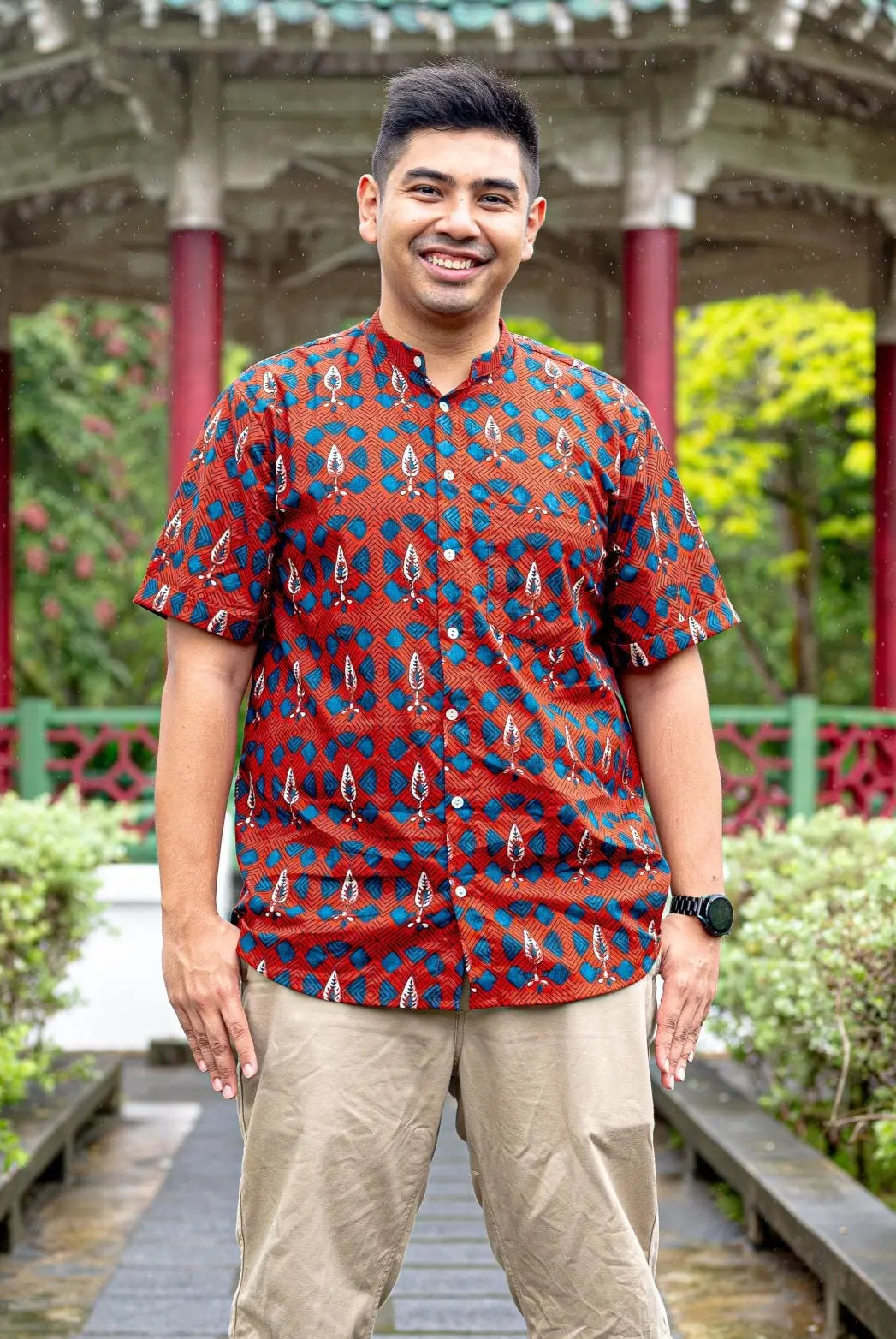 Celestial Adults Unisex Cotton Shirt in Red Nimbu