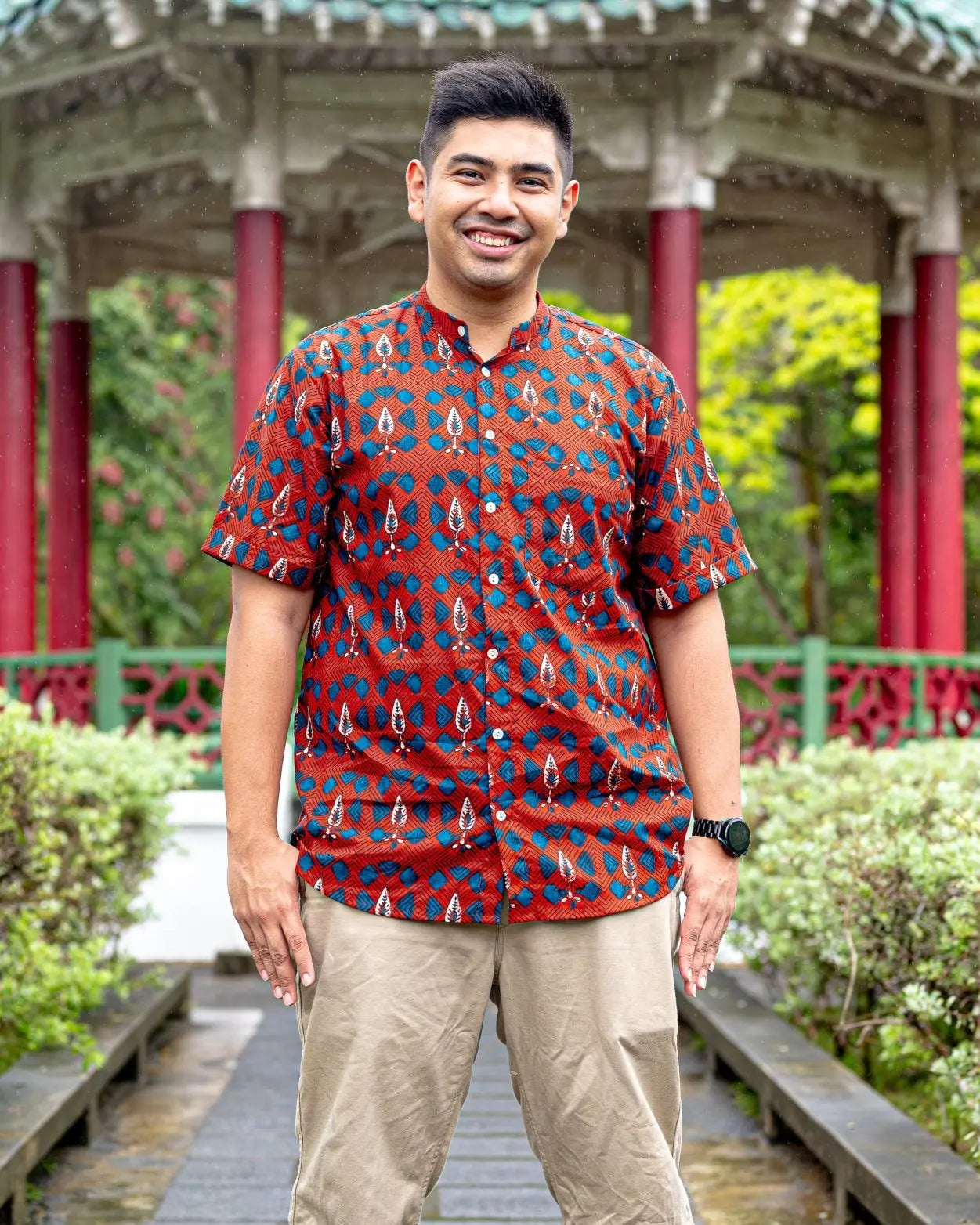 Celestial Adults Unisex Cotton Shirt in Red Nimbu