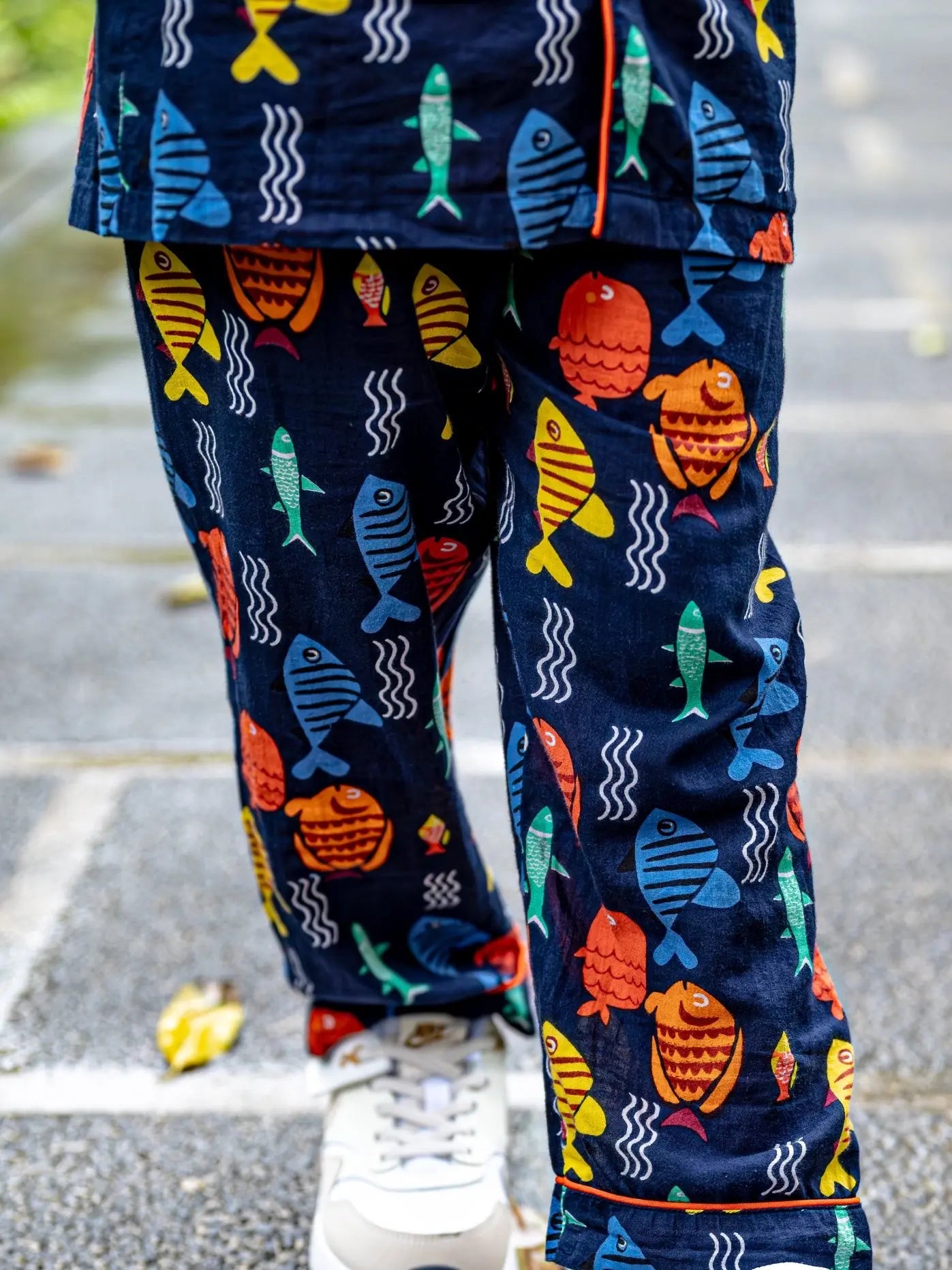 Funky Fish Cotton PJ set in Blue for Kids Nimbu Kids