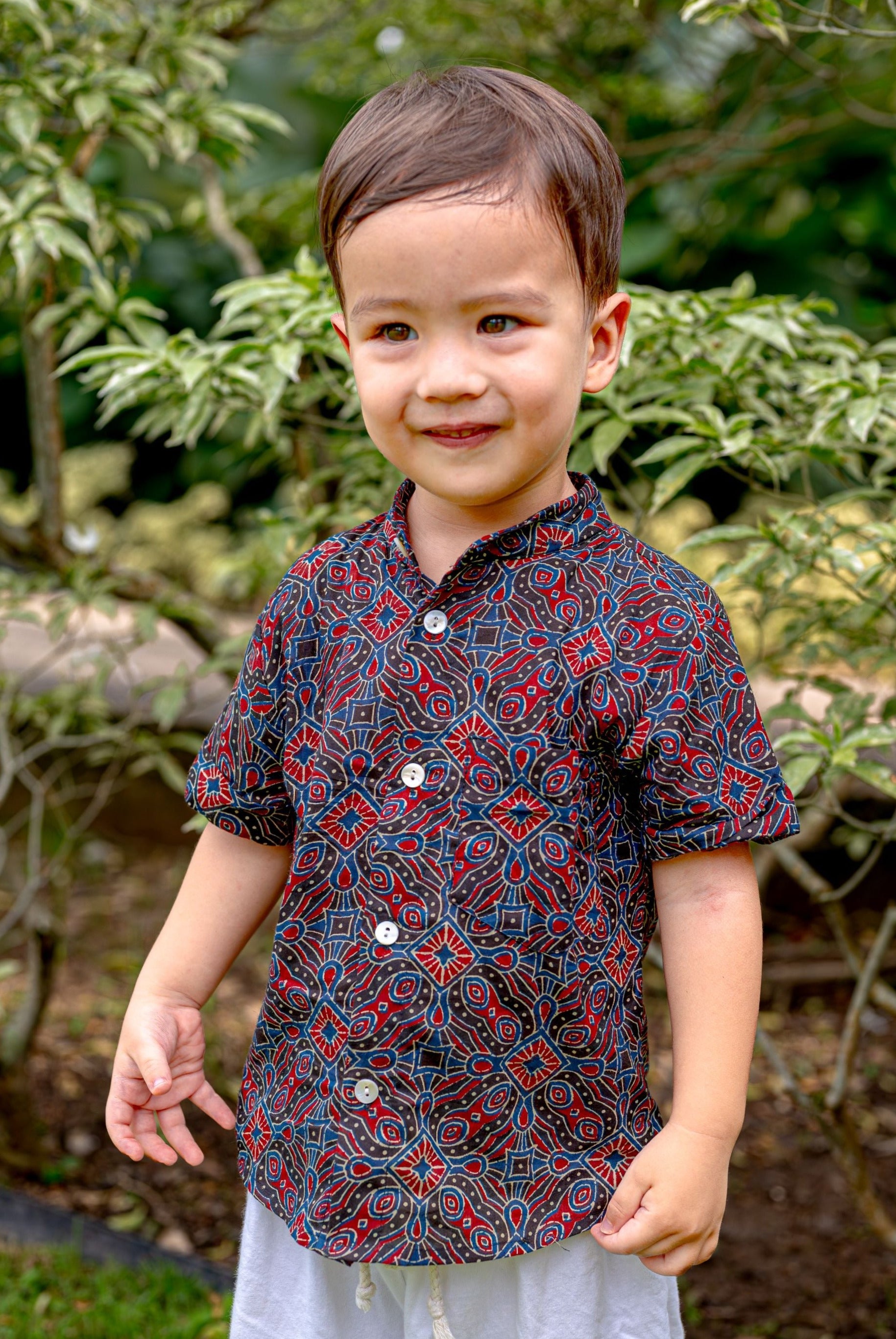 Cambodia Kids Unisex Cotton Shirt with Mandarin Collar Photo - Nimbu Kids