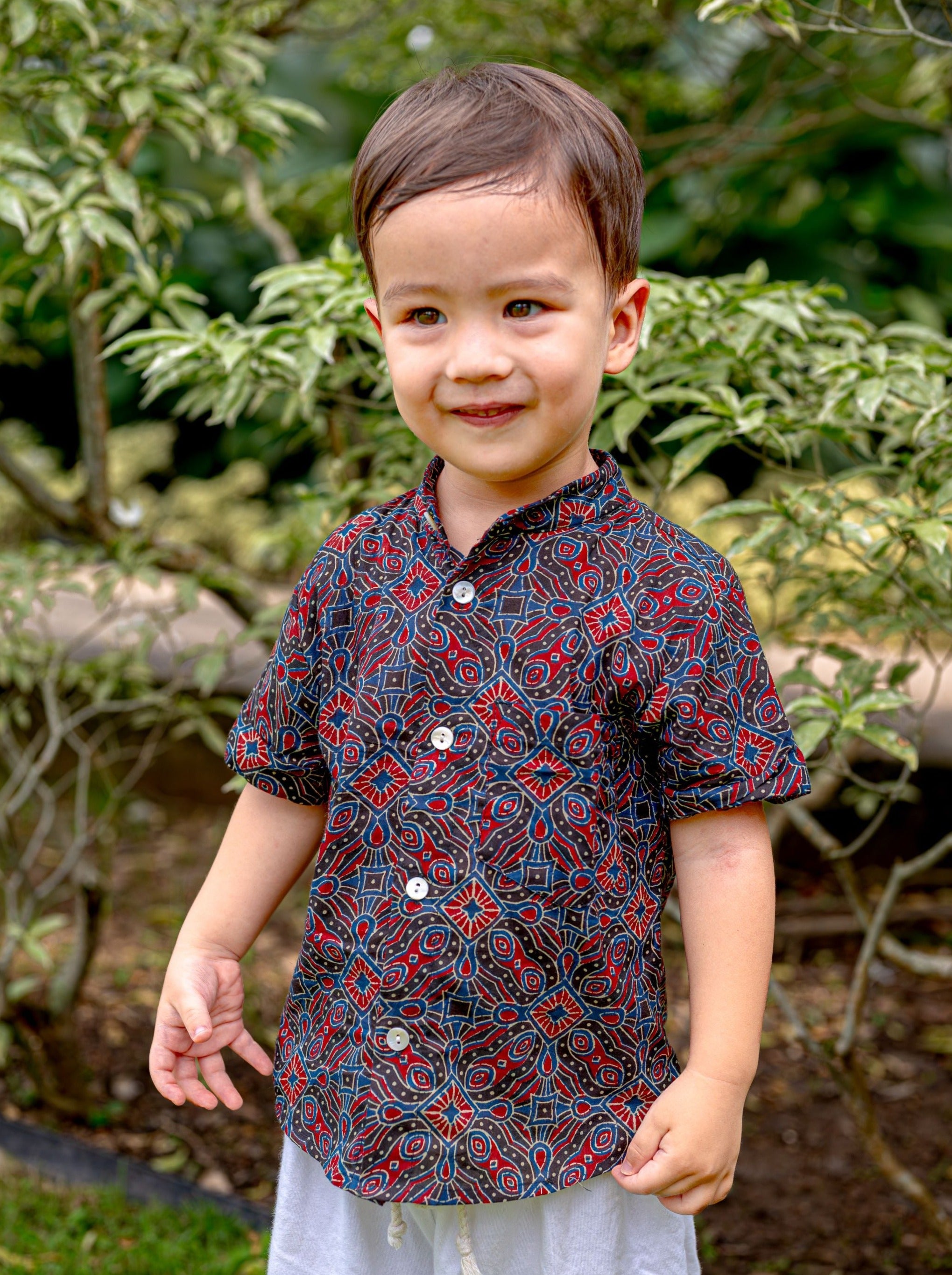 Cambodia Kids Unisex Cotton Shirt with Mandarin Collar Photo - Nimbu Kids