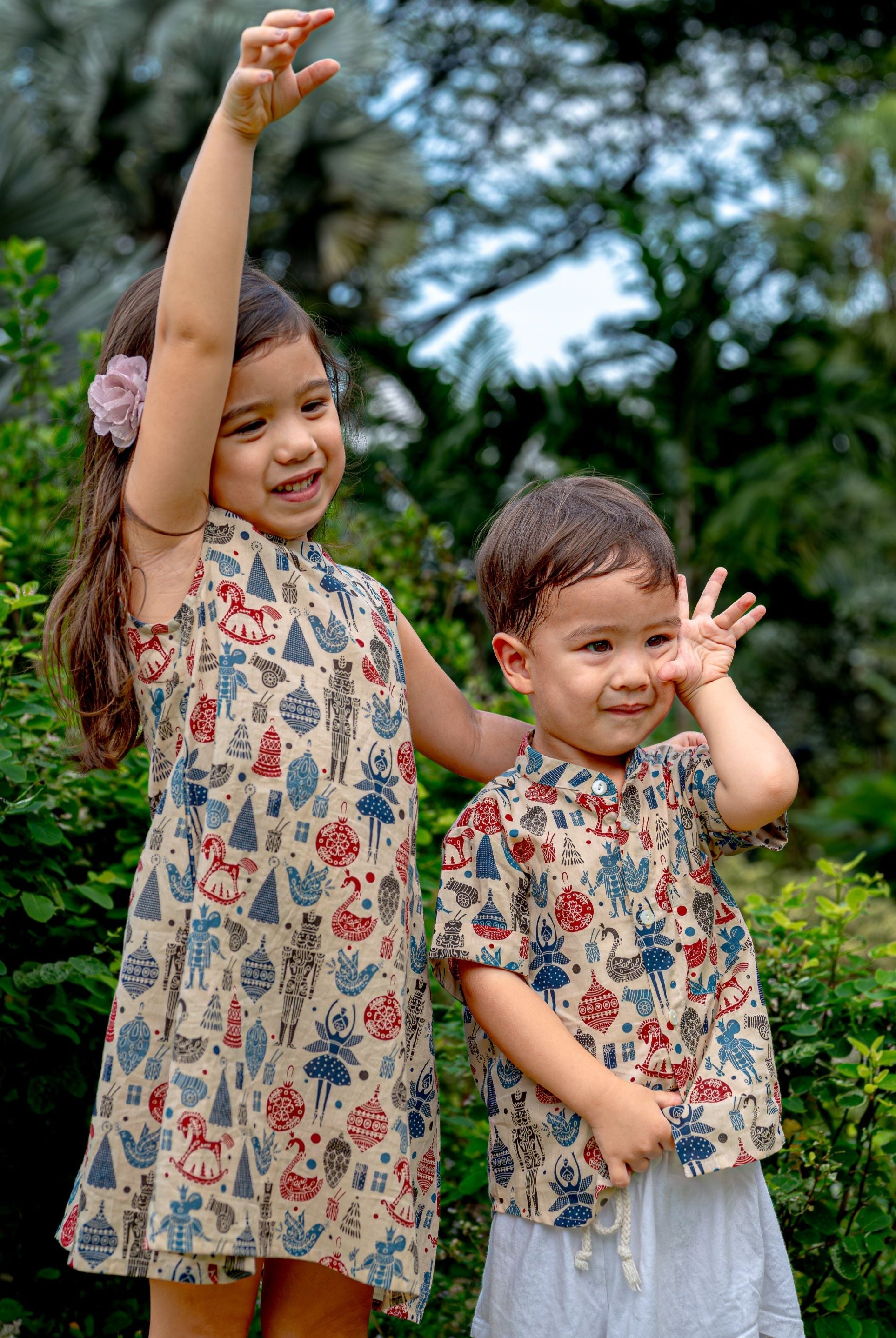 London girls A-Line Dress with Pockets and kids unisex shirt- Nimbu Kids