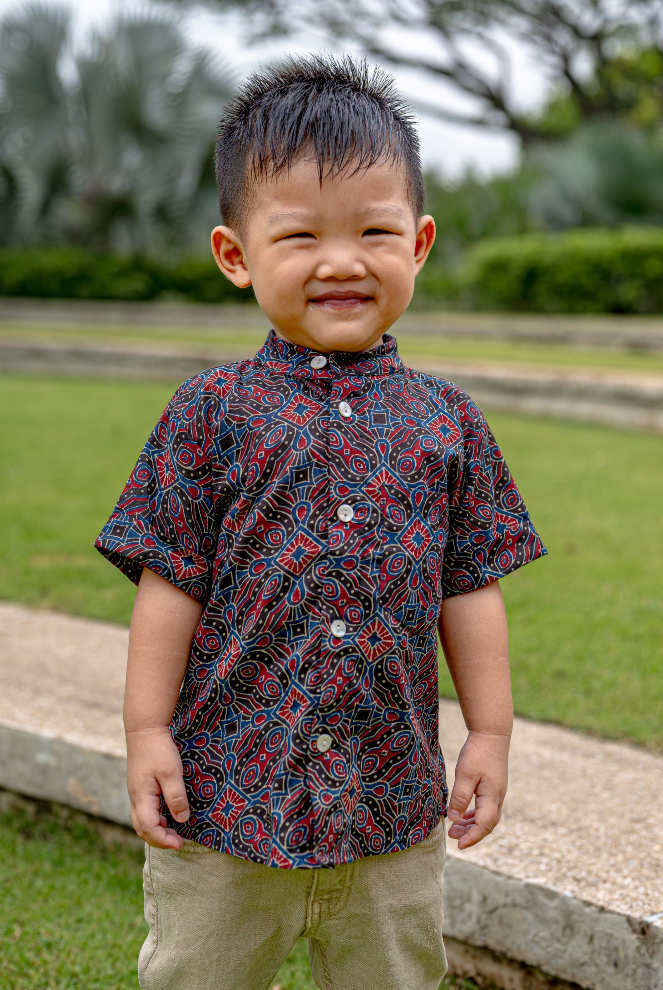 Cambodia Kids Unisex Cotton Shirt with Mandarin Collar Photo - Nimbu Kids