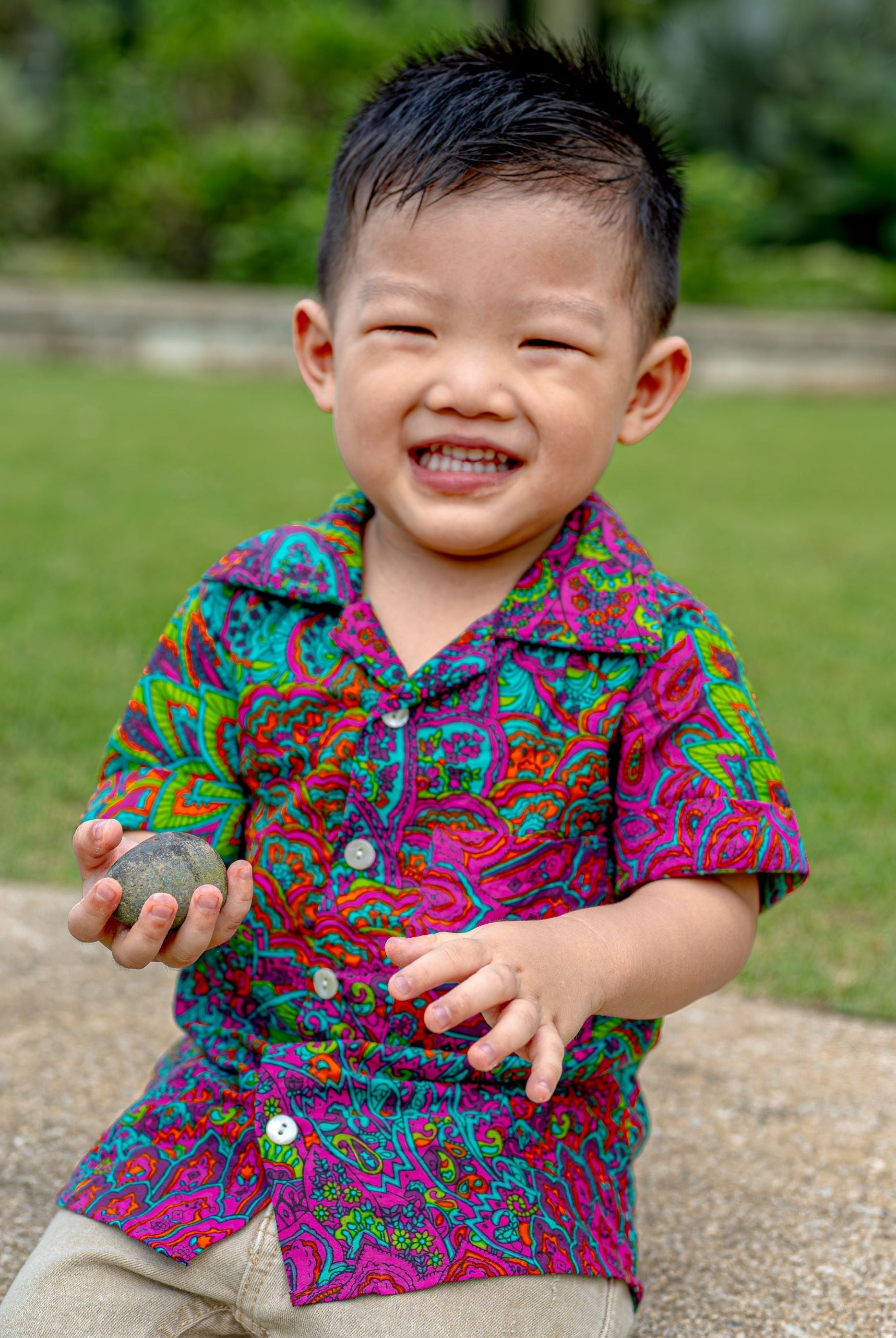 Peru Kids Unisex Cotton Shirt with Mandarin Collar Photo - Nimbu Kids