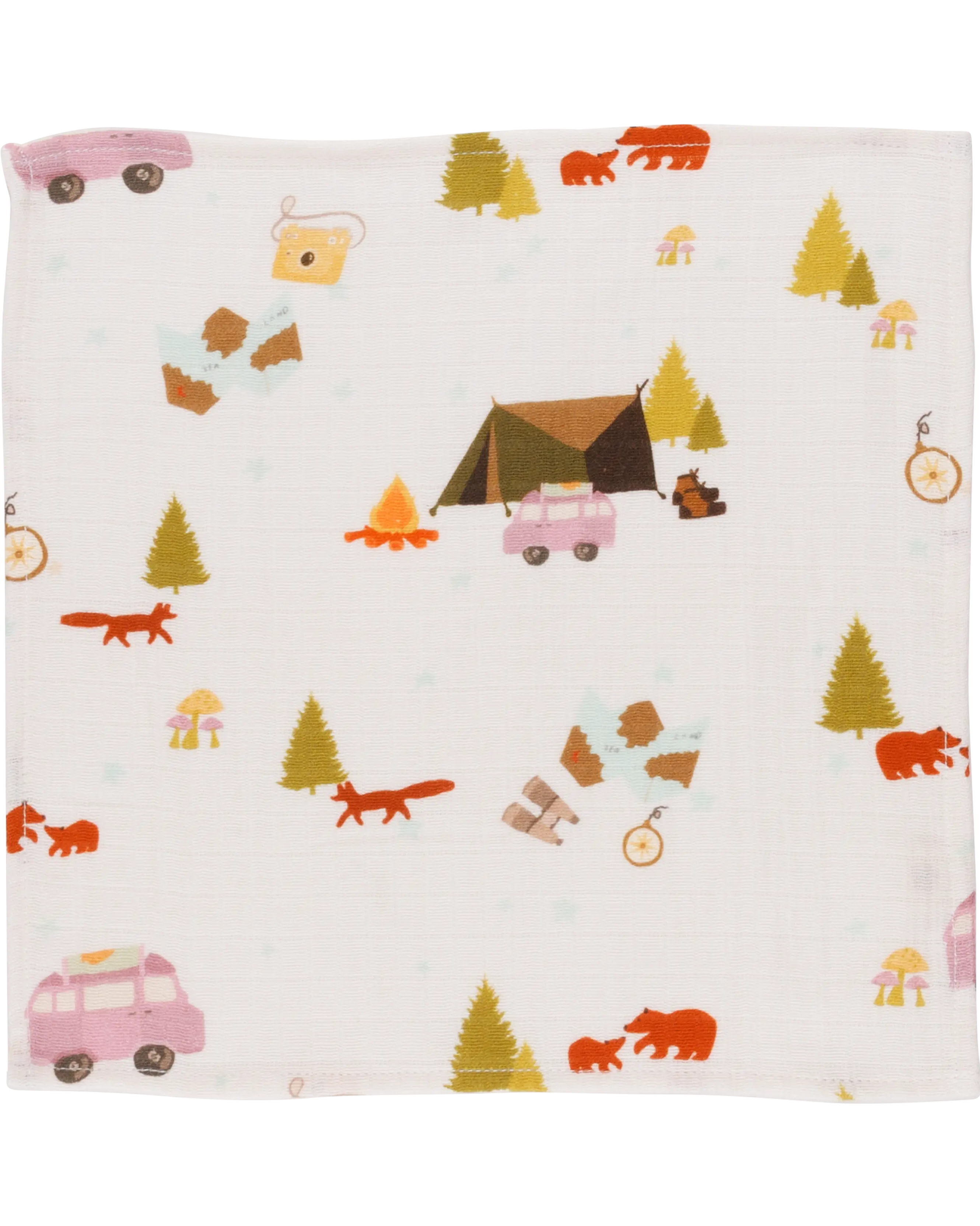 Organic Muslin Face Napkin - Happy camper, Set of 2 Dulaar