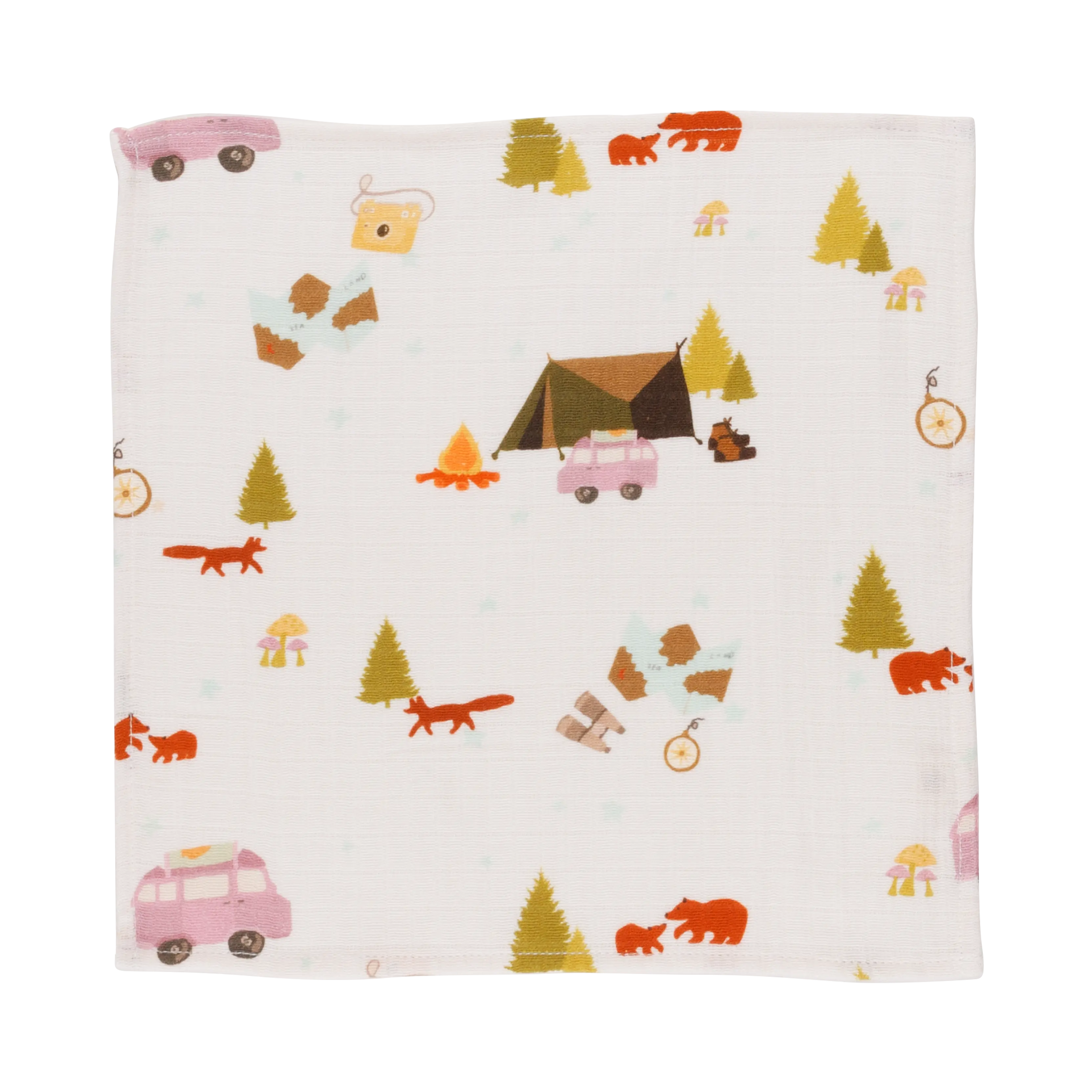 Organic Muslin Face Napkin - Happy camper, Set of 2 Dulaar