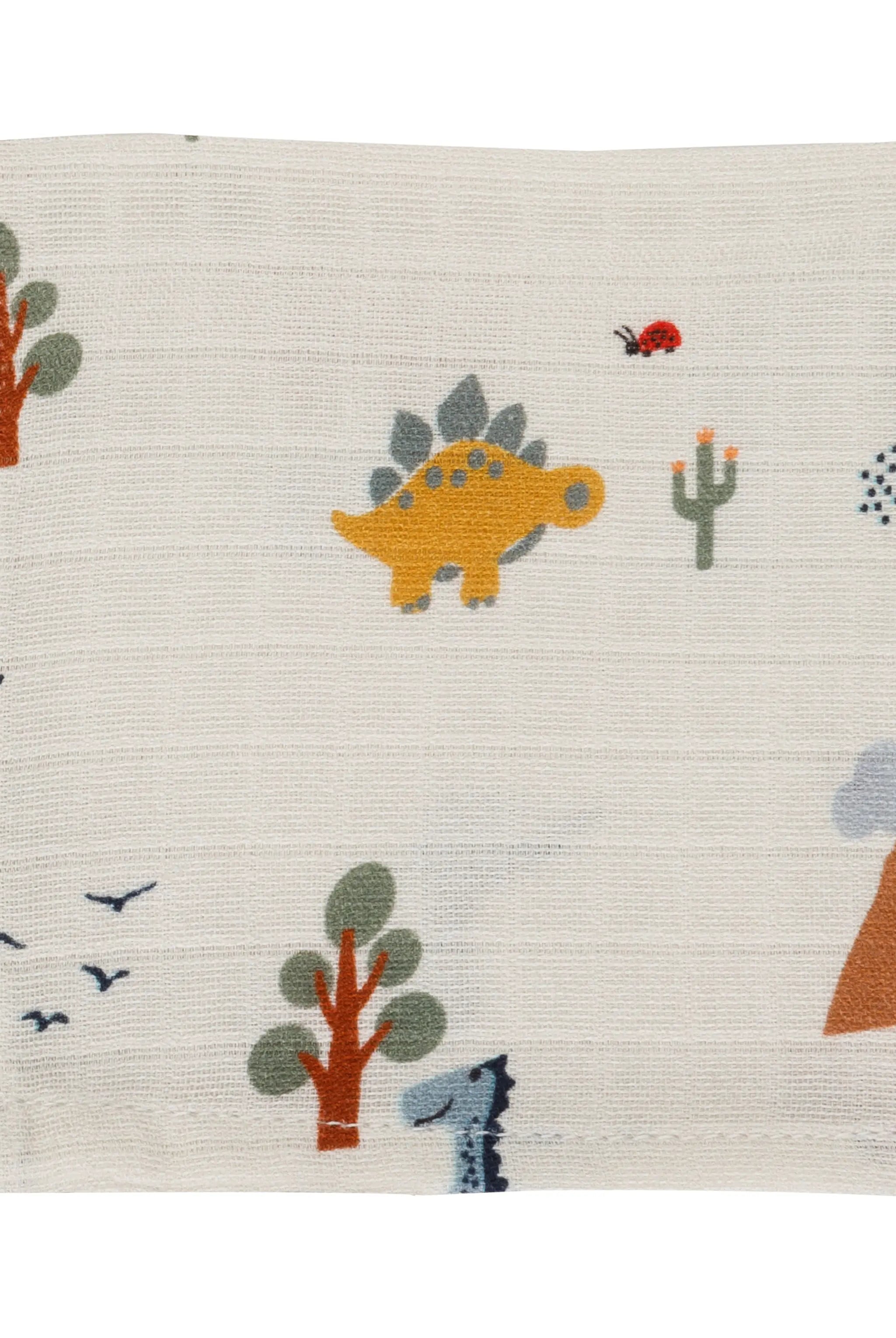 Organic Muslin Face Napkin - A Day With Dinos, Set of 2 Dulaar