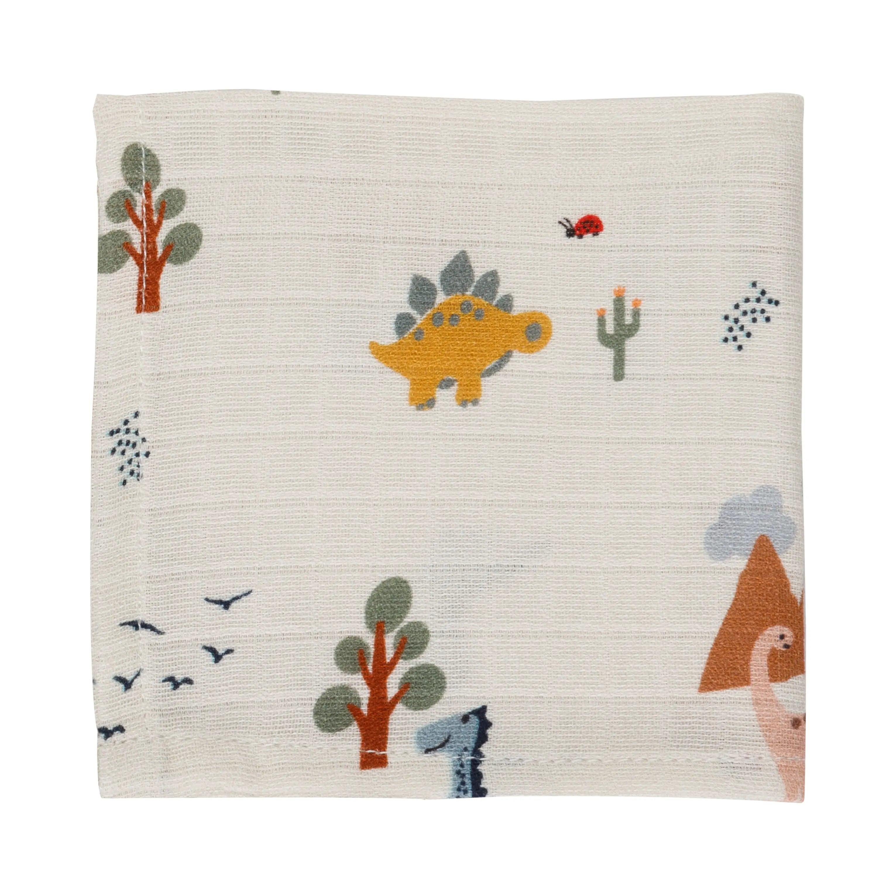 Organic Muslin Face Napkin - A Day With Dinos, Set of 2 Dulaar