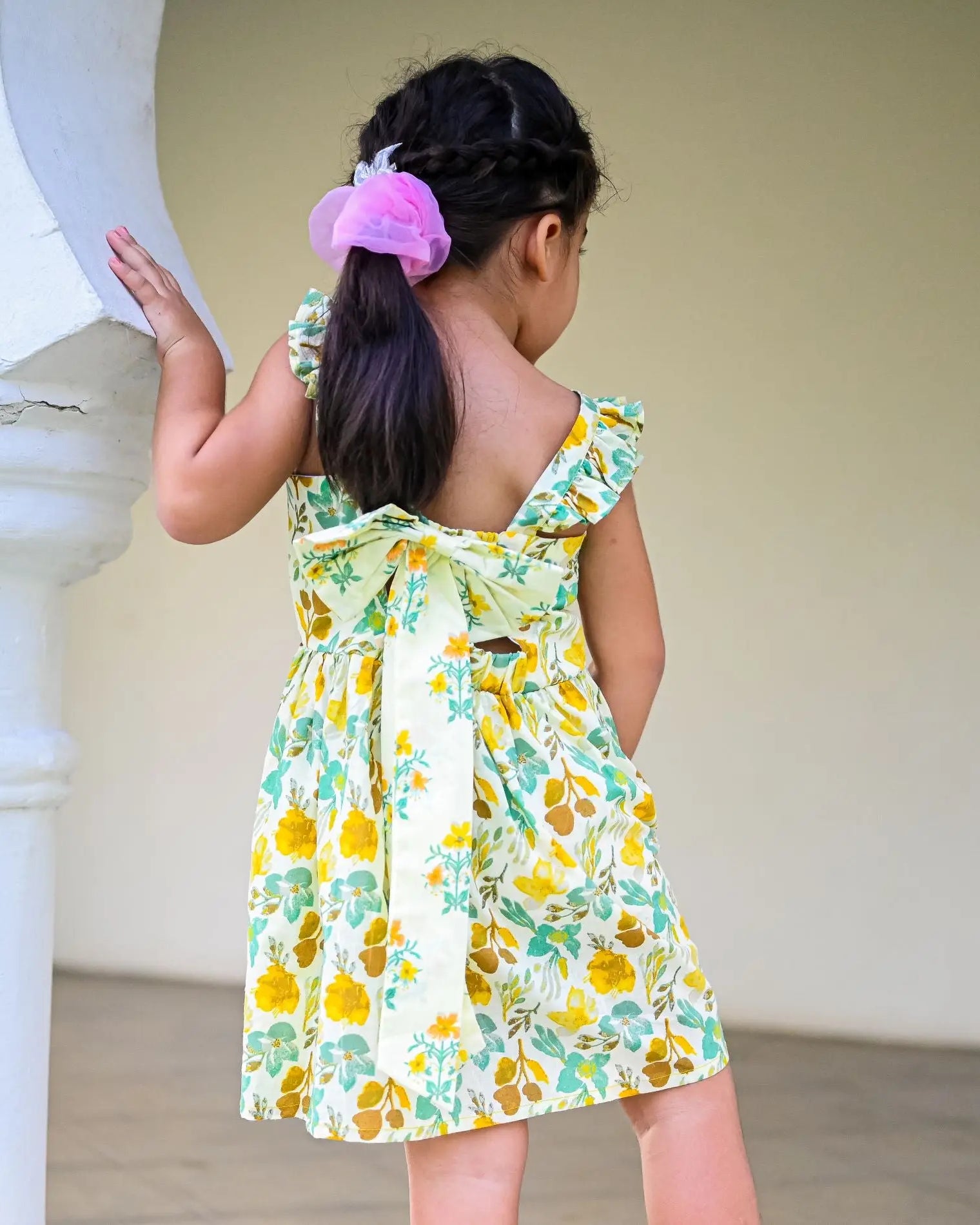 Breeze Yellow Floral Frock Dress Nimbu