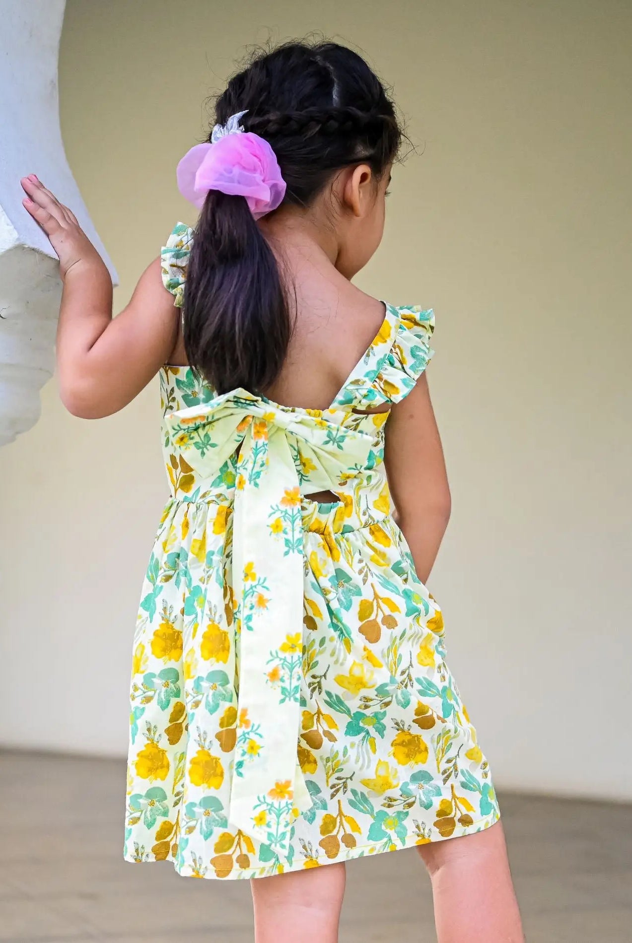 Breeze Yellow Floral Frock Dress Nimbu