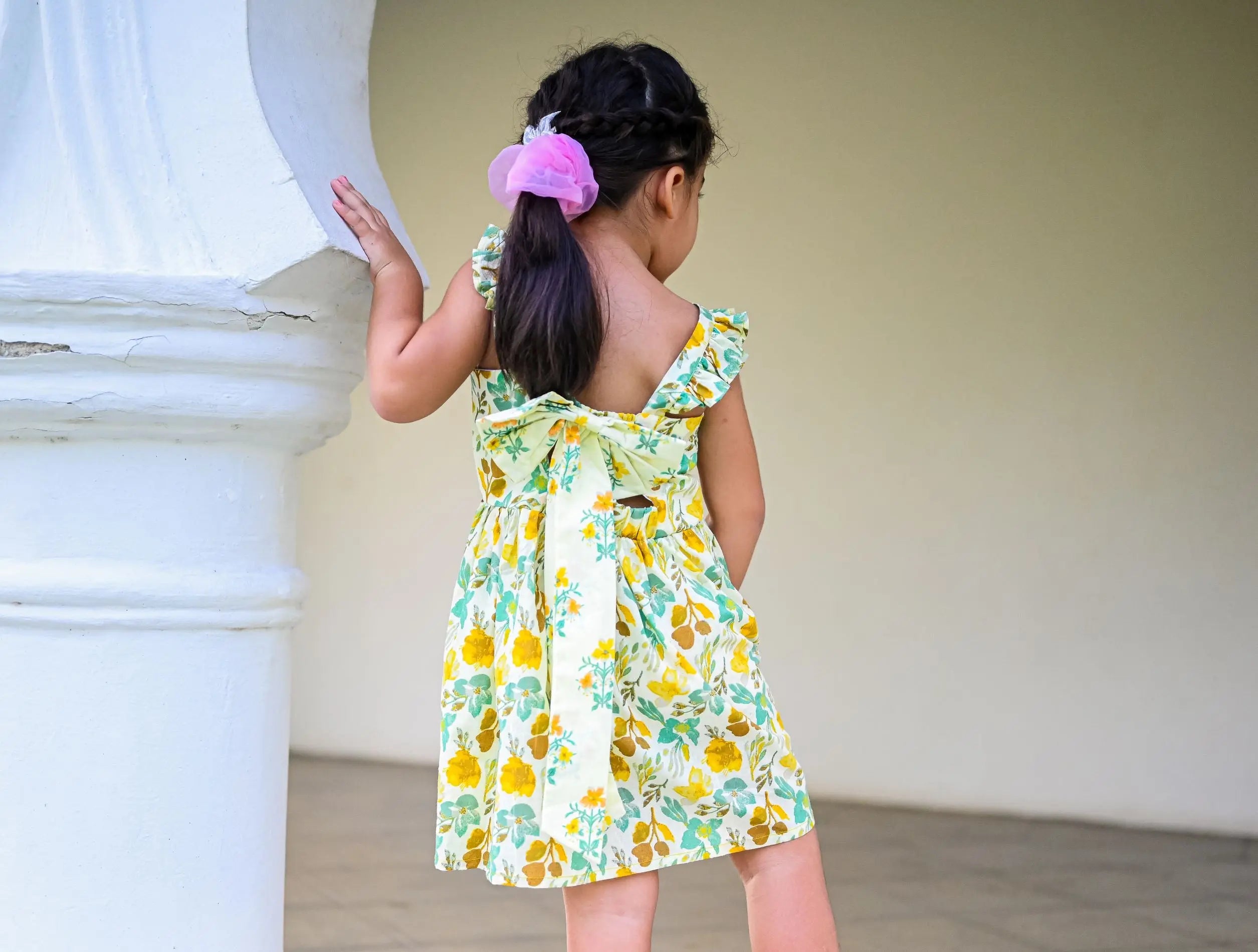 Breeze Yellow Floral Frock Dress Nimbu