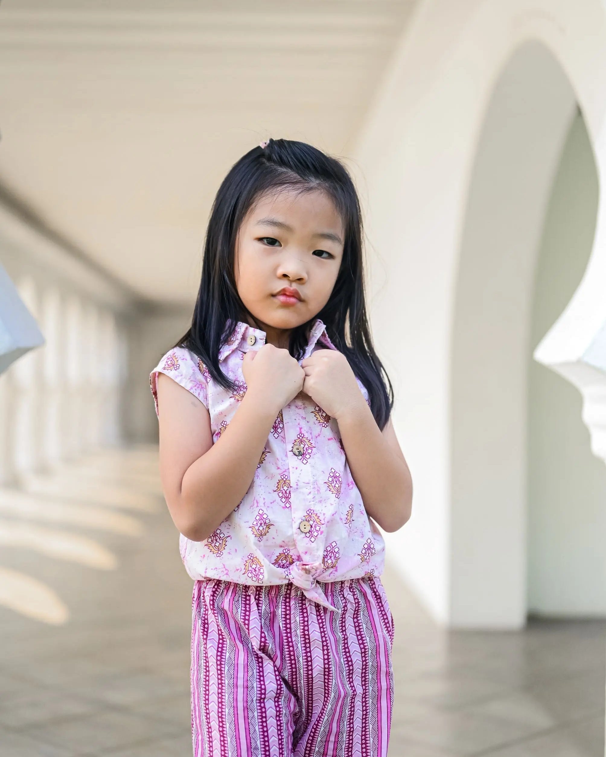 Berry Purple Sleeveless Shirt & Bohemian Pants Set for girls Nimbu