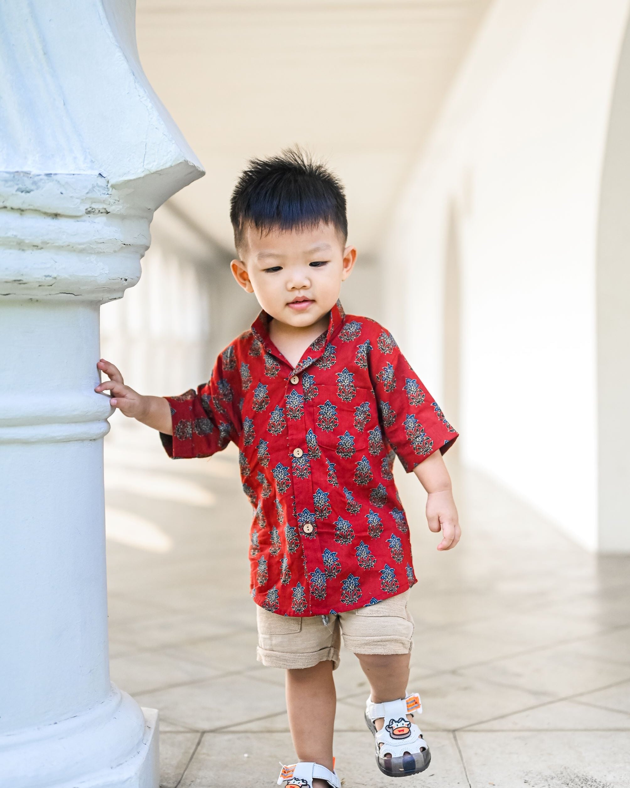 Royal Maroon Floral Unisex Shorts - Nimbu Kids