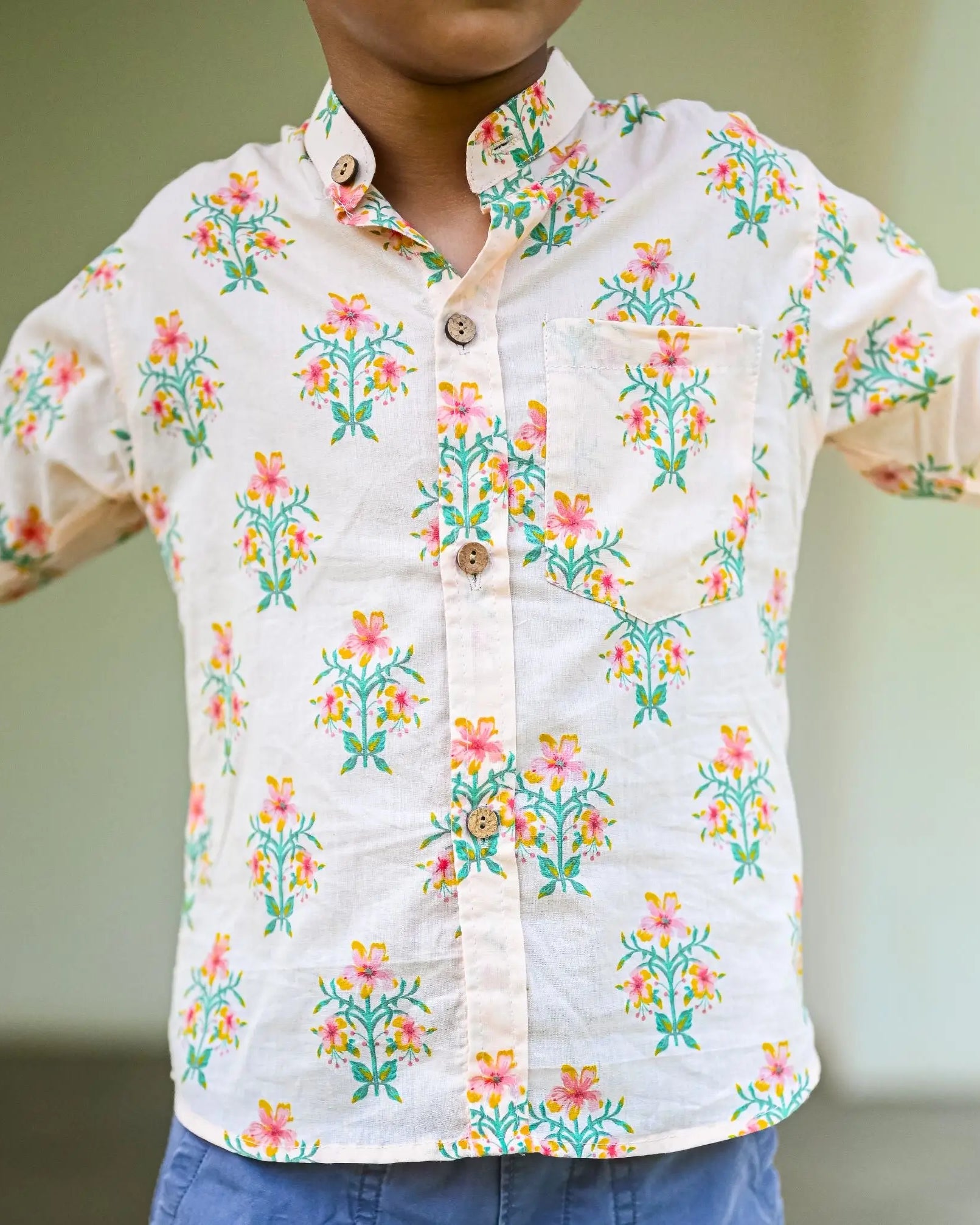 Breeze Peach Floral Unisex Shirt Nimbu