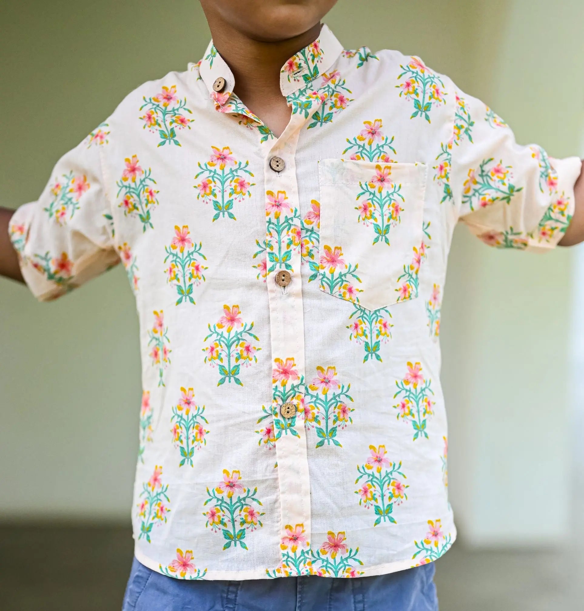 Breeze Peach Floral Unisex Shirt Nimbu