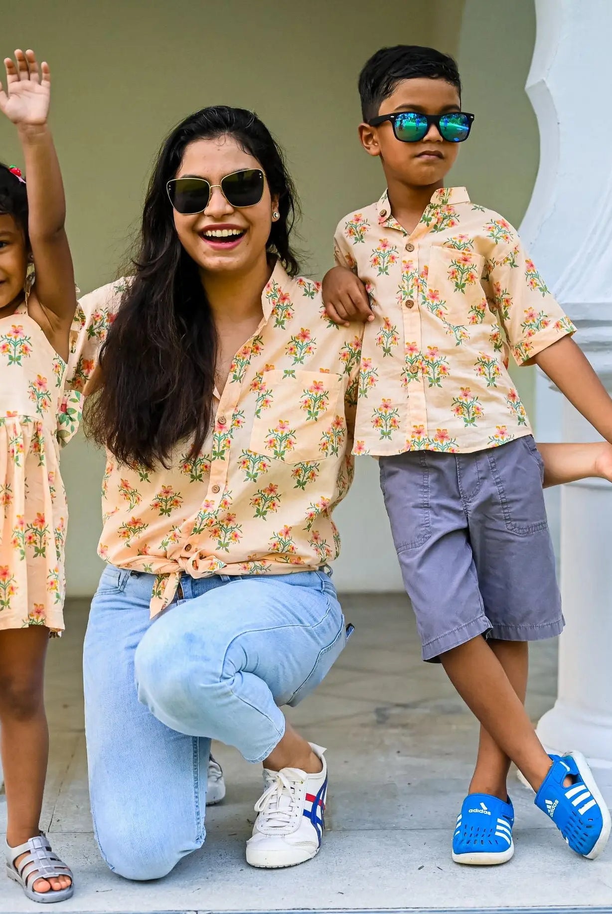 Breeze Peach Floral Frock Dress Nimbu