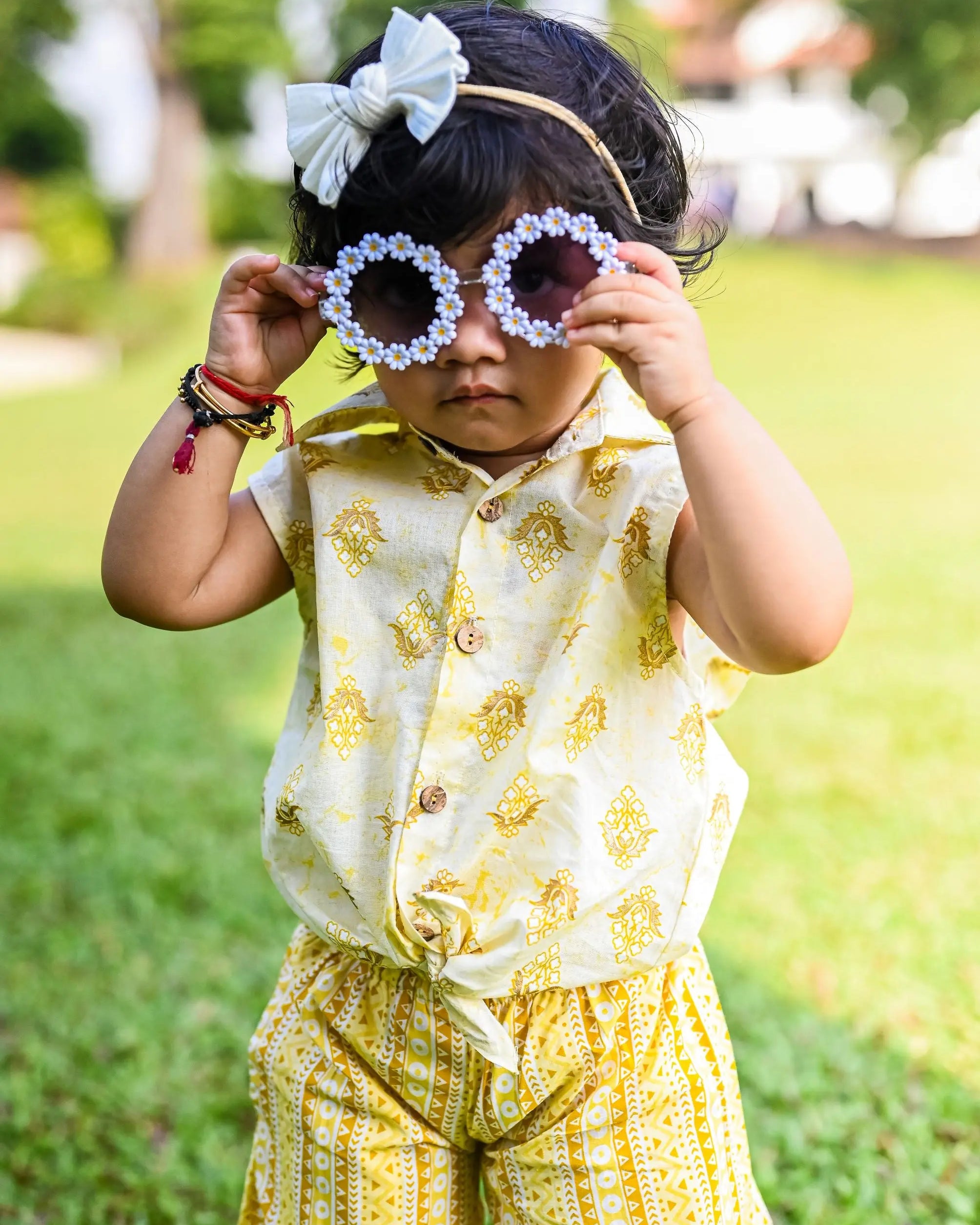 Lemonade Sleeveless Shirt & Bohemian Pants Set for girls Nimbu