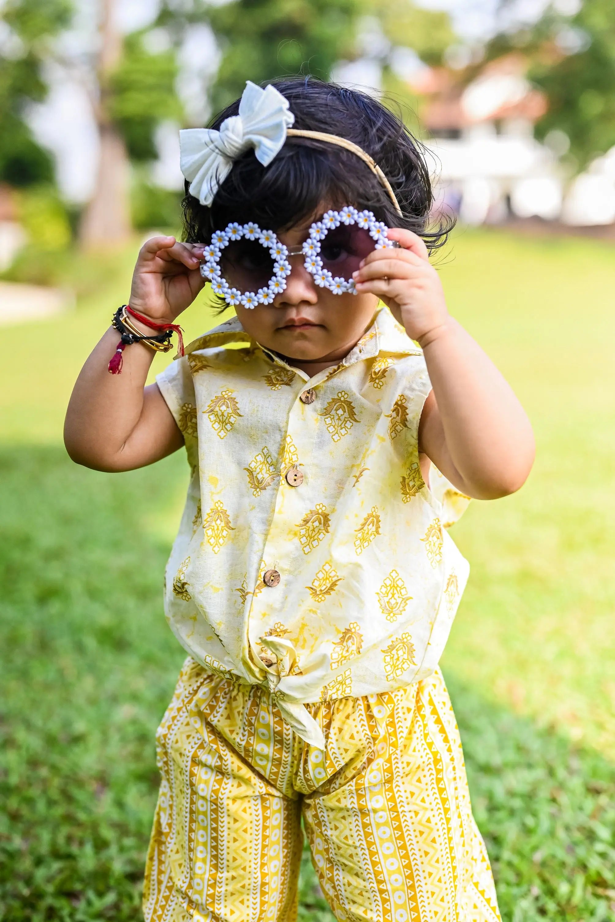 Lemonade Sleeveless Shirt & Bohemian Pants Set for girls Nimbu