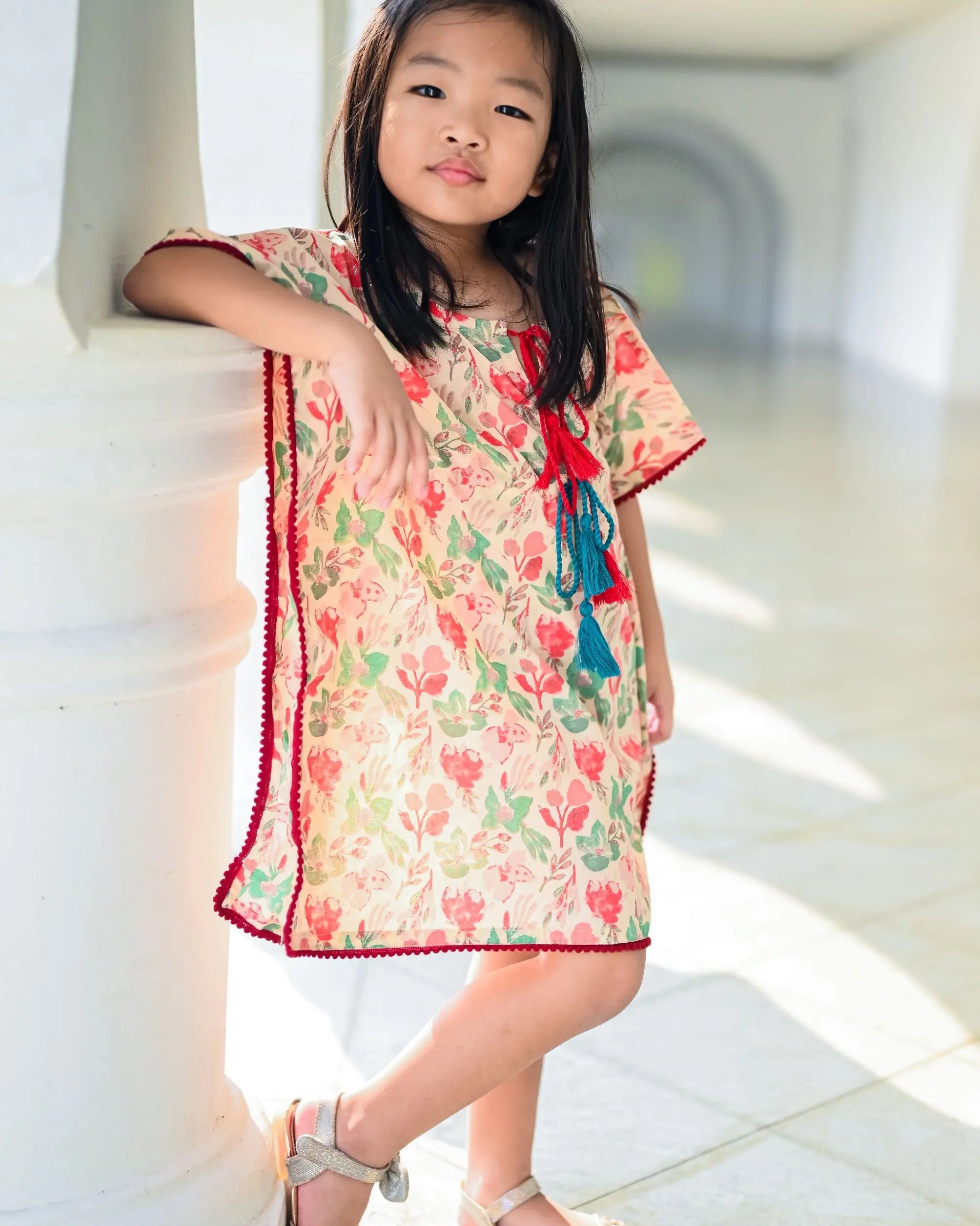 Flower Shower Cotton Girls Kaftan Nimbu