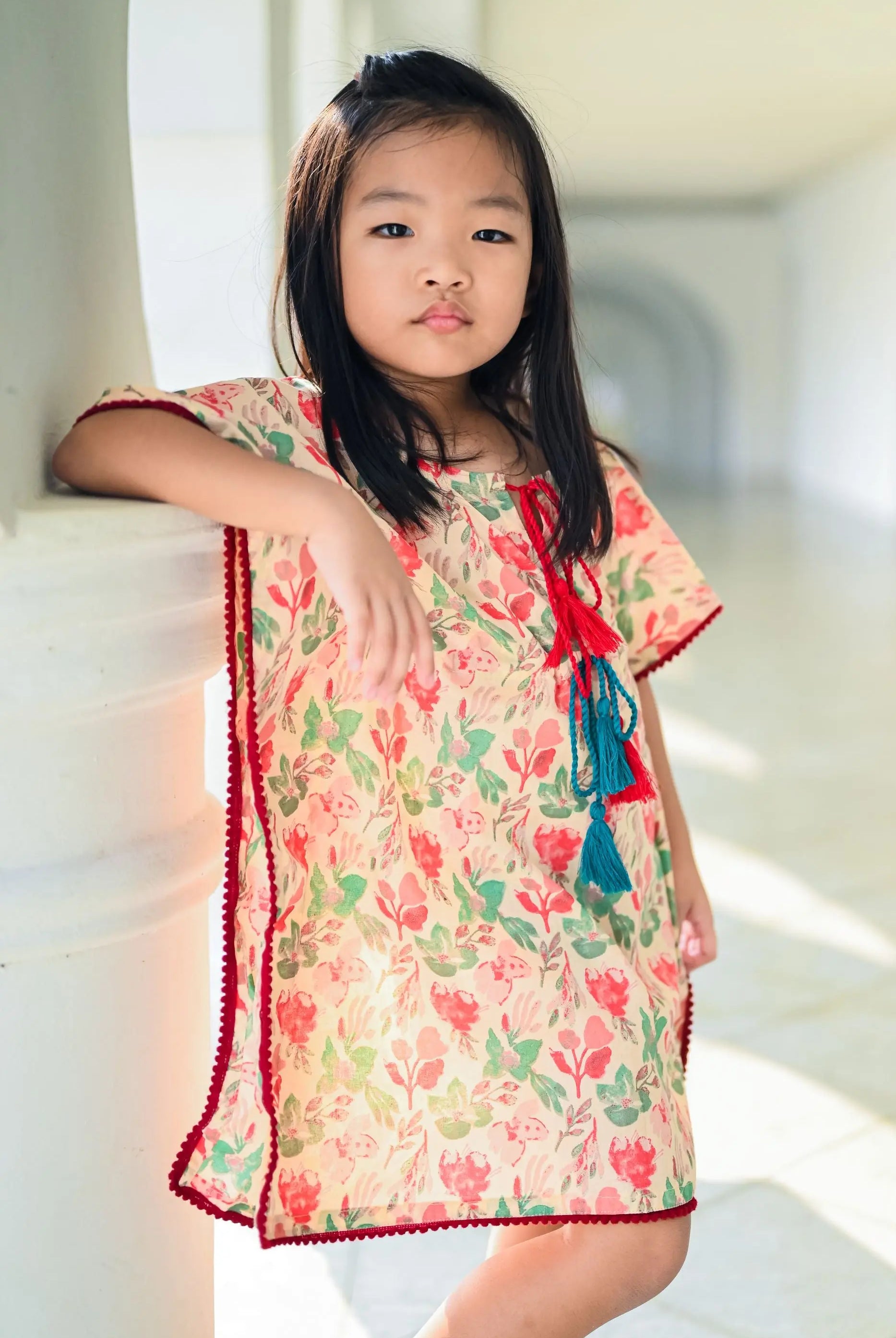 Flower Shower Cotton Girls Kaftan Nimbu