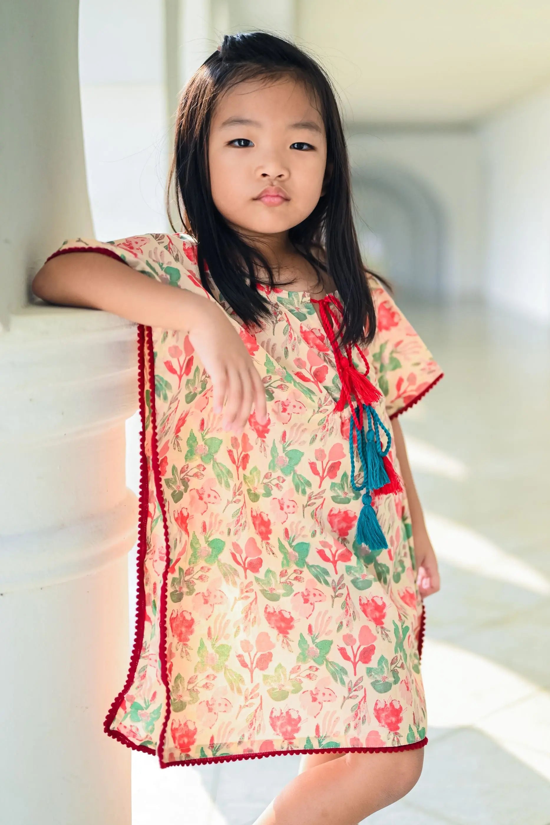 Flower Shower Cotton Girls Kaftan Nimbu