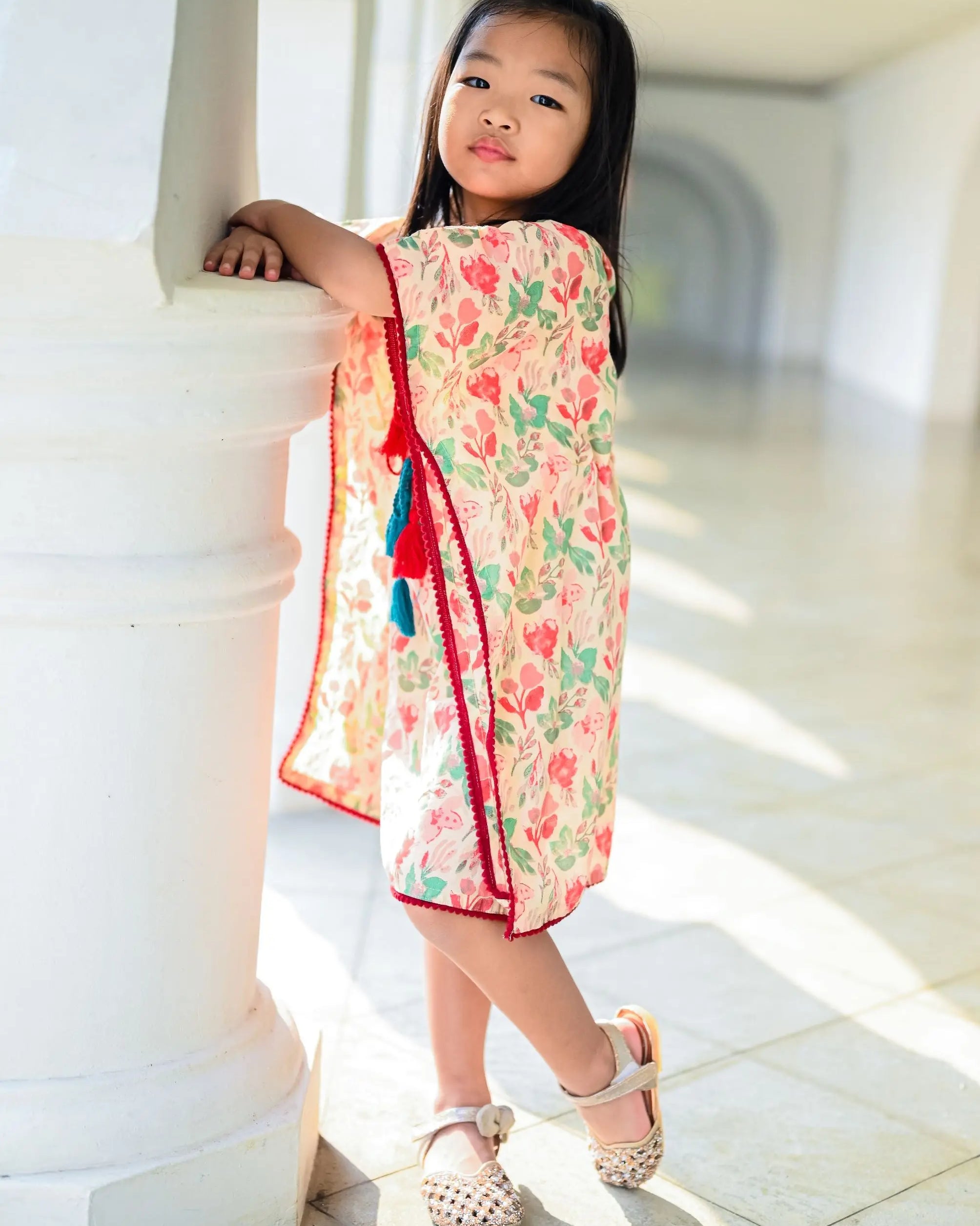Flower Shower Cotton Girls Kaftan Nimbu