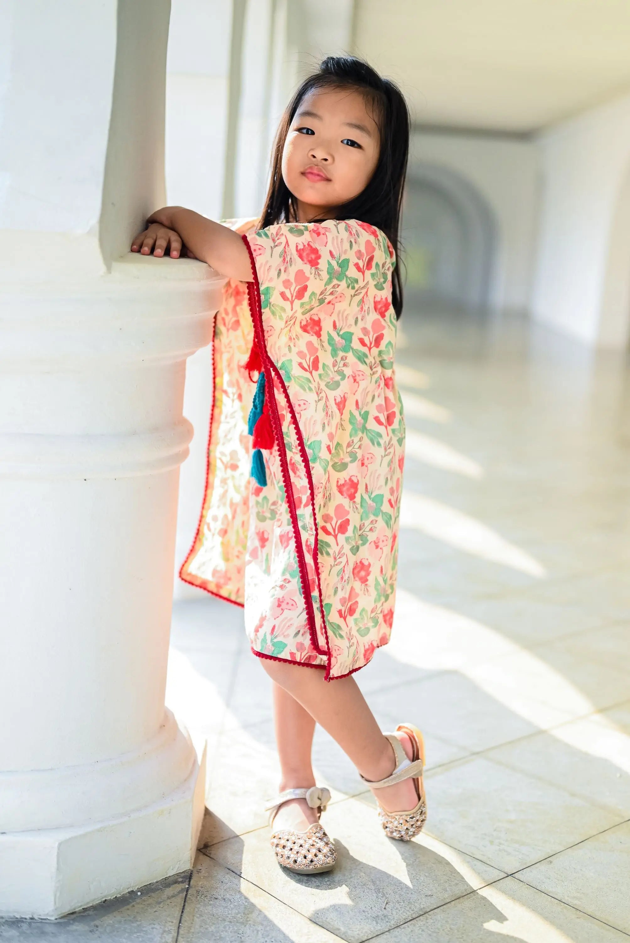 Flower Shower Cotton Girls Kaftan Nimbu