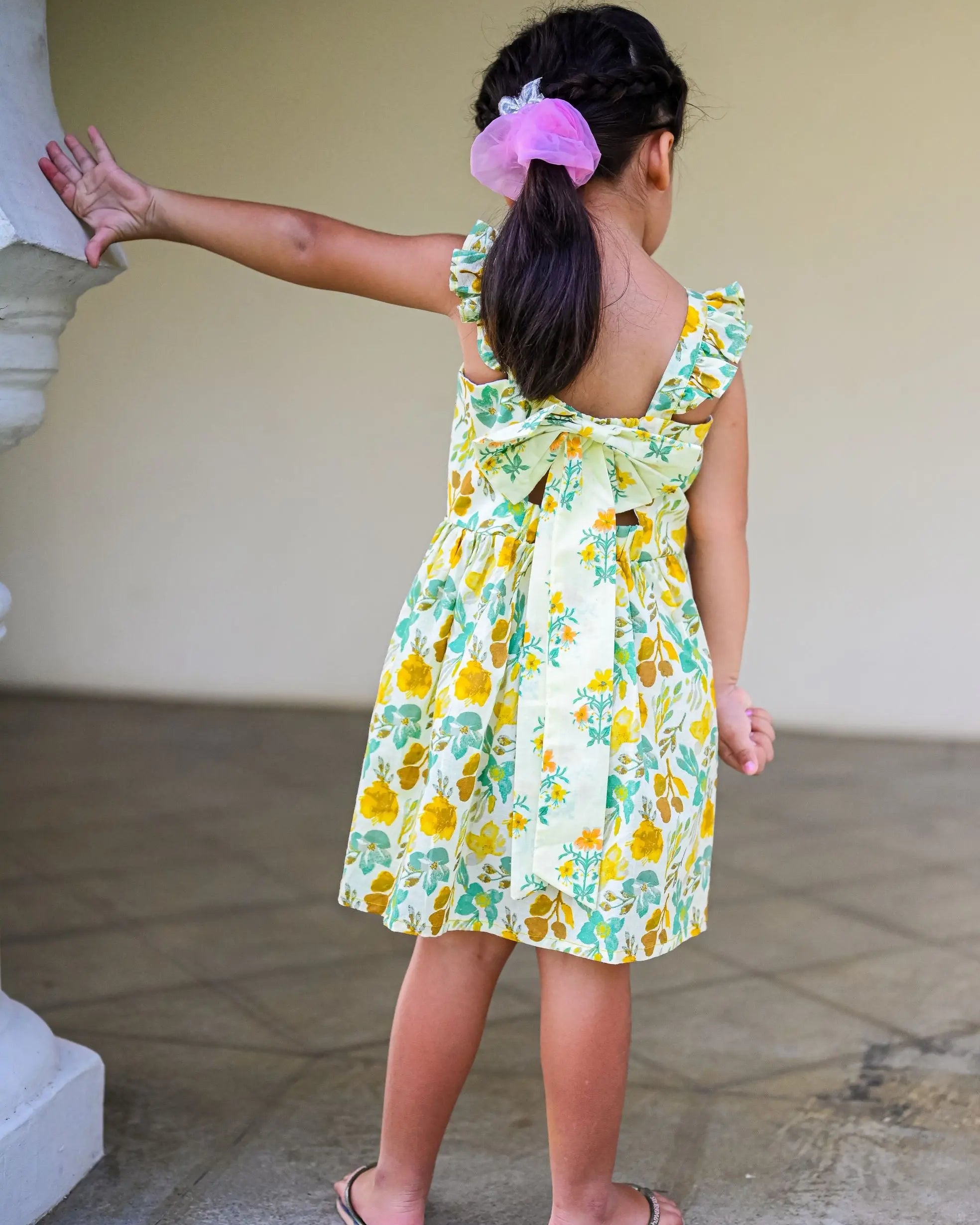 Breeze Yellow Floral Frock Dress Nimbu
