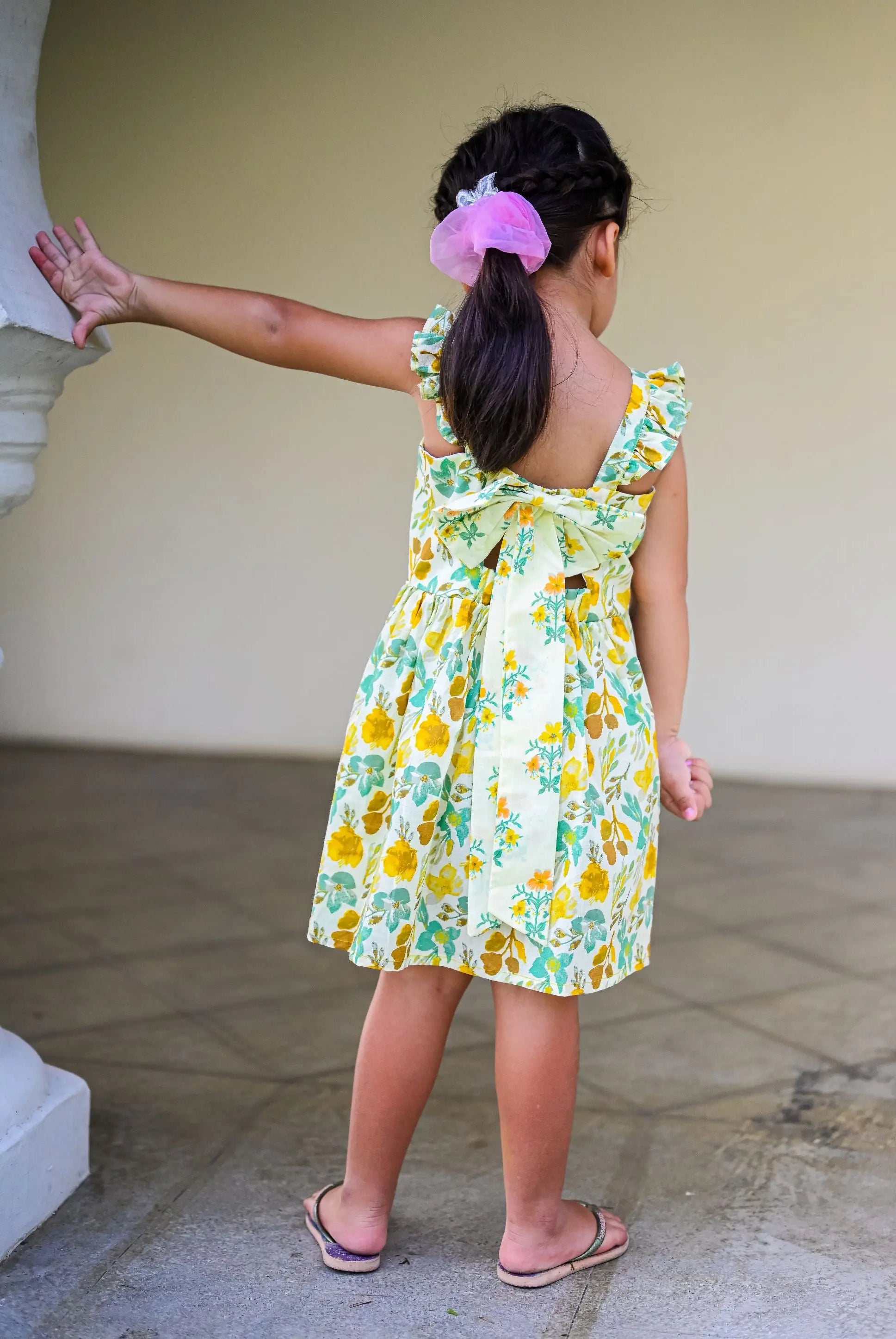 Breeze Yellow Floral Frock Dress Nimbu