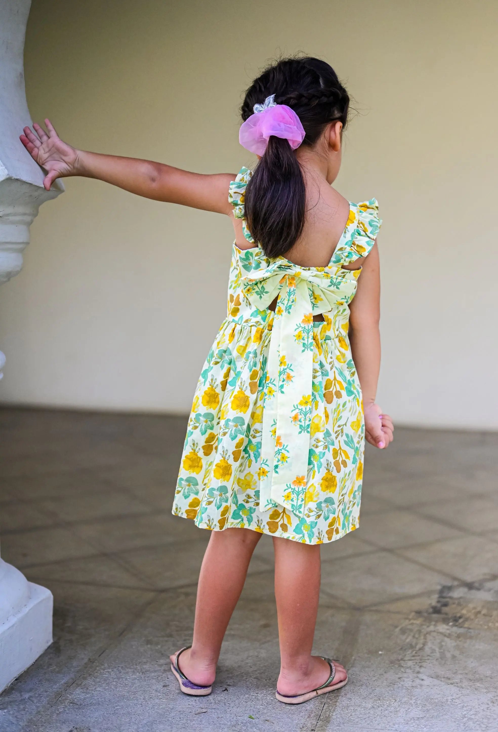 Breeze Yellow Floral Frock Dress Nimbu