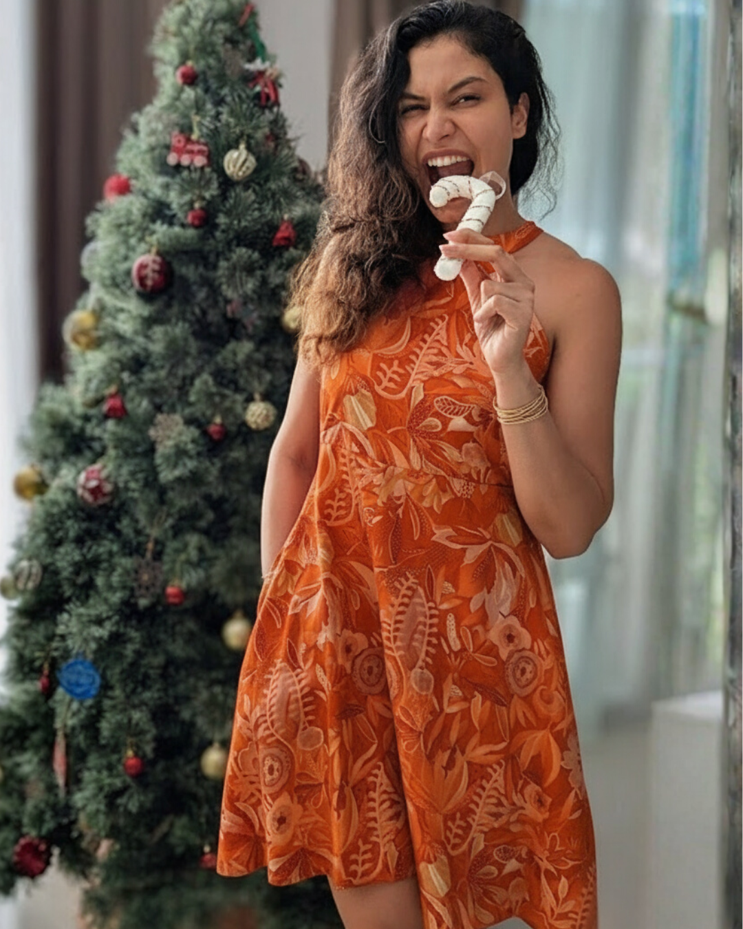 Eden Tangerine Women's Short Halter in Muslin Cotton Nimbu
