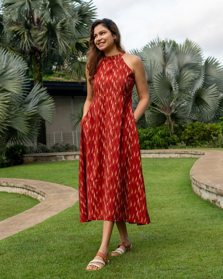 Élan Women's Halter Dress in Muslin Cotton