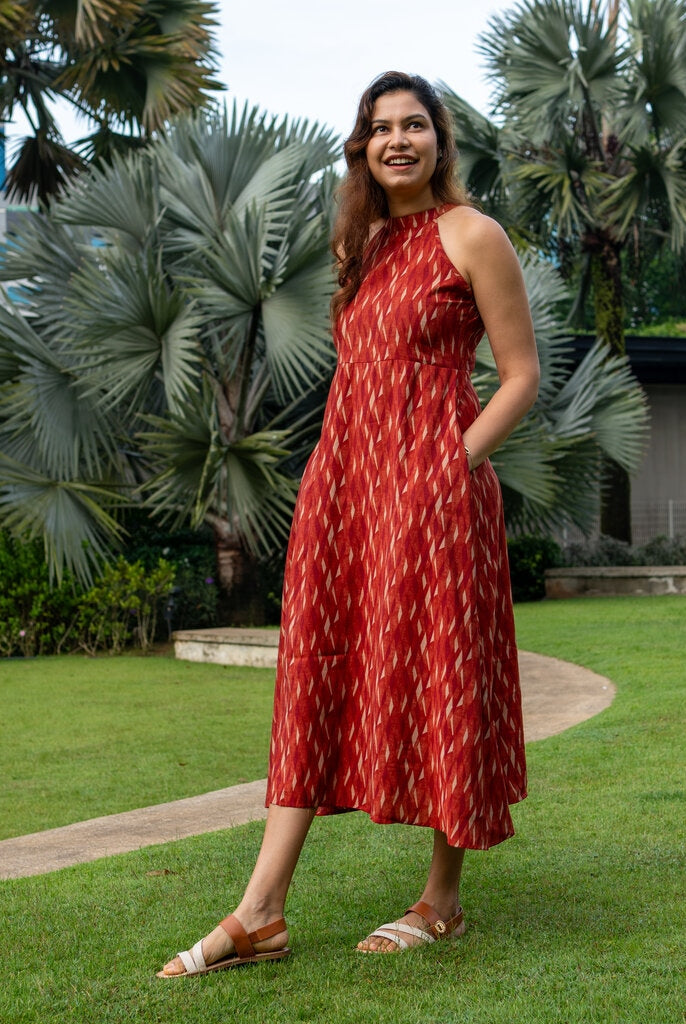 Élan Women's Halter Dress in Muslin Cotton