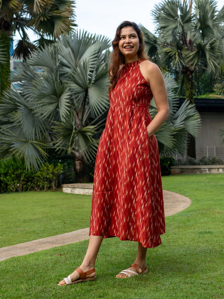 Élan Women's Halter Dress in Muslin Cotton